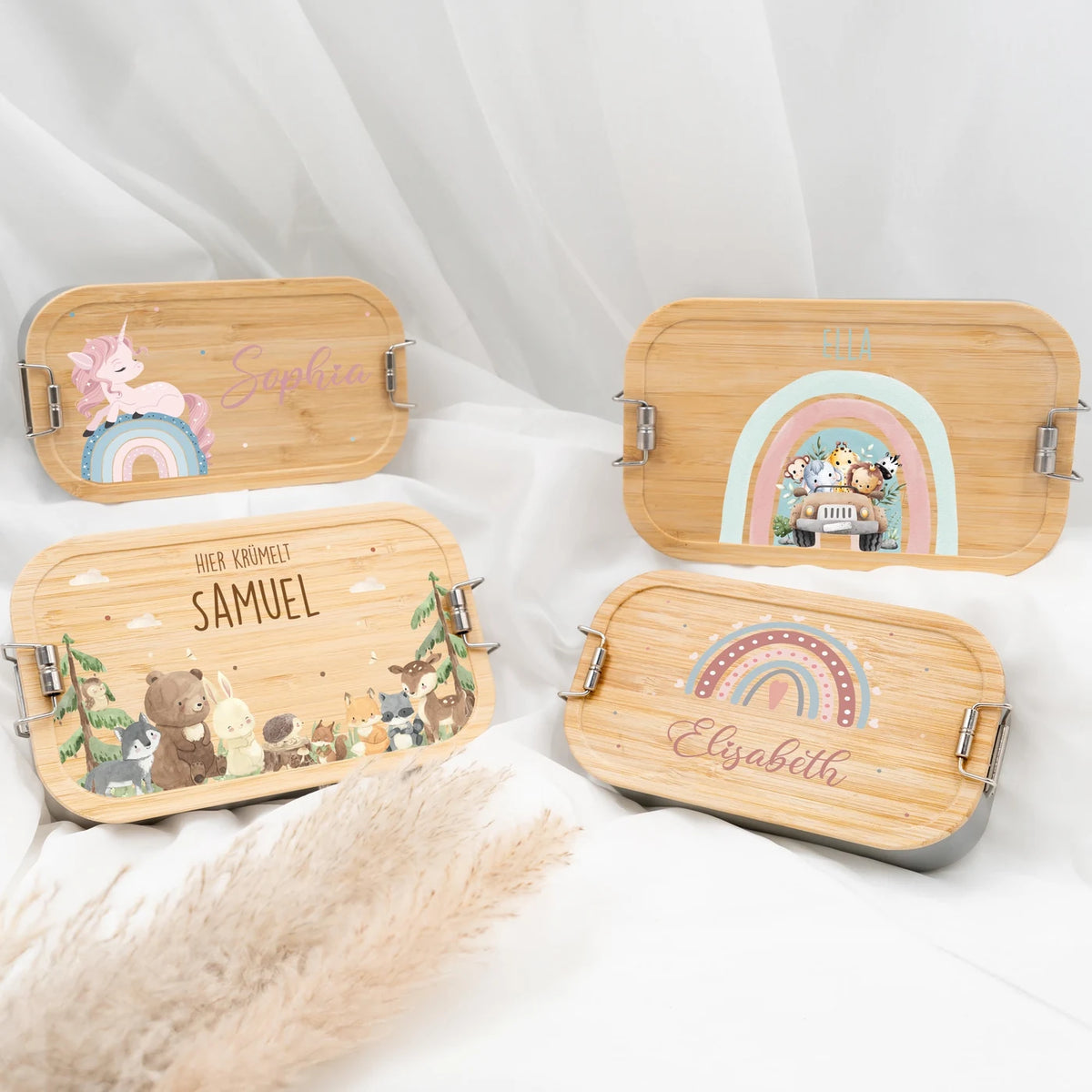 Brotdose Kinder personalisiert - Regenbogen Safari