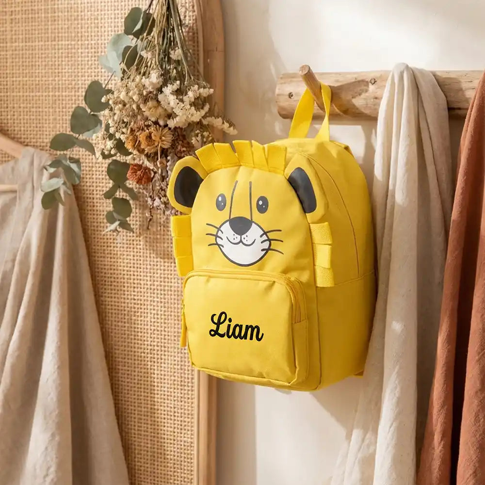 Personalisierter Kinderrucksack Löwe, mit besticktem Namen