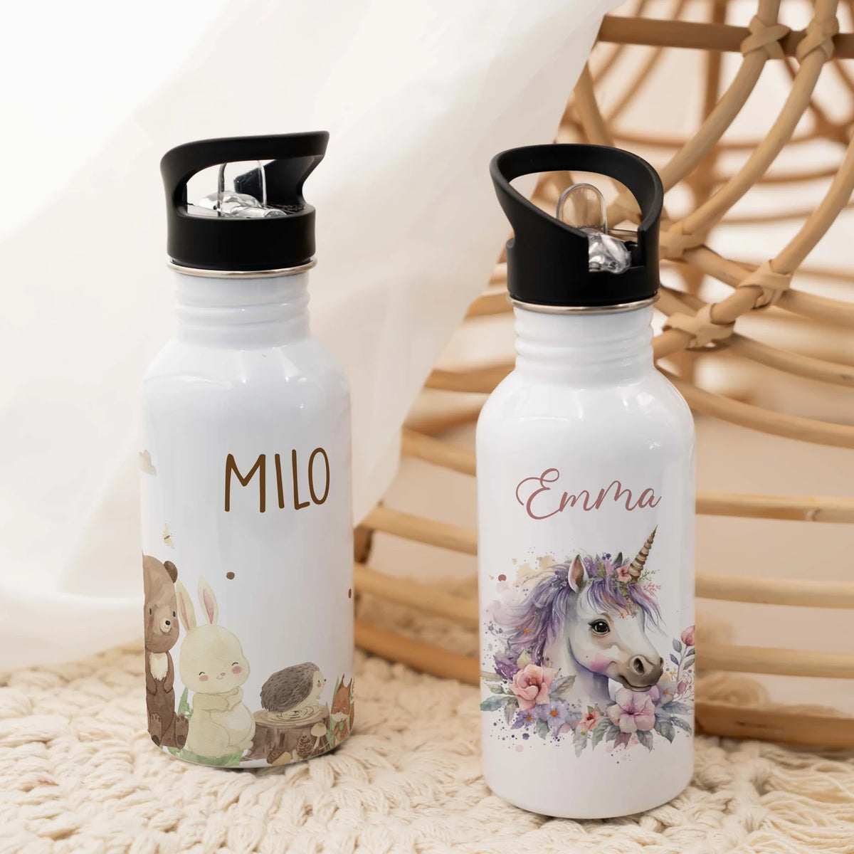 Trinkflasche Kinder Edelstahl - Waldtiere