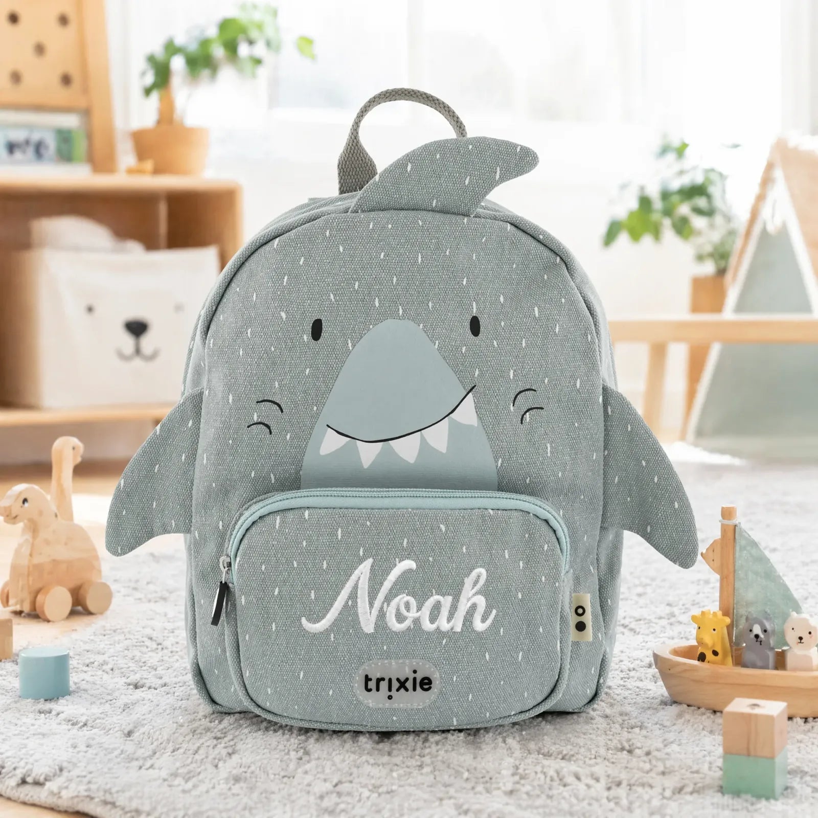 Trixie Kindergartenrucksack Hai, Groß 7,5 L, ab 3 Jahren