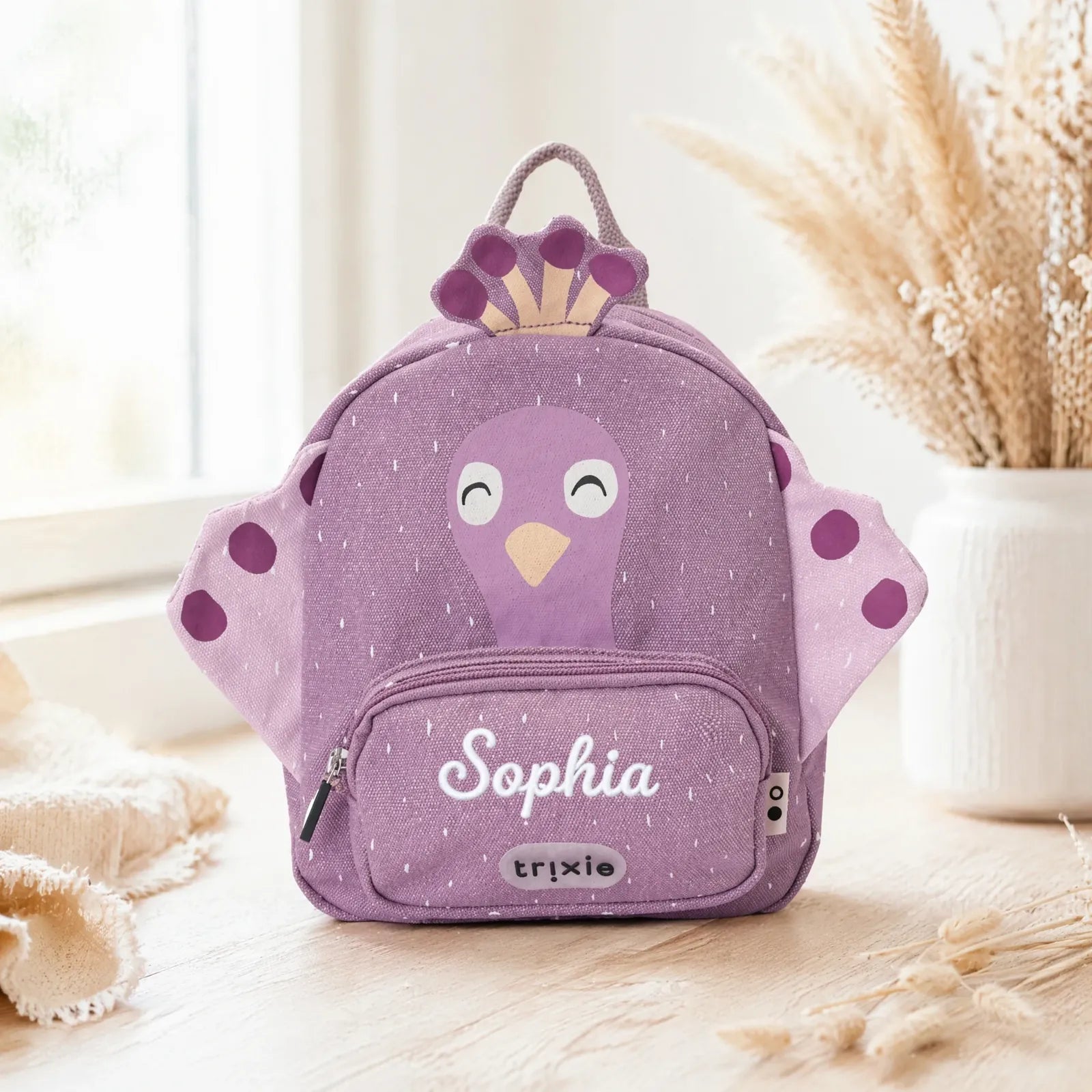 Trixie Kindergartenrucksack Pfau, Groß 7,5 L, ab 3 Jahren