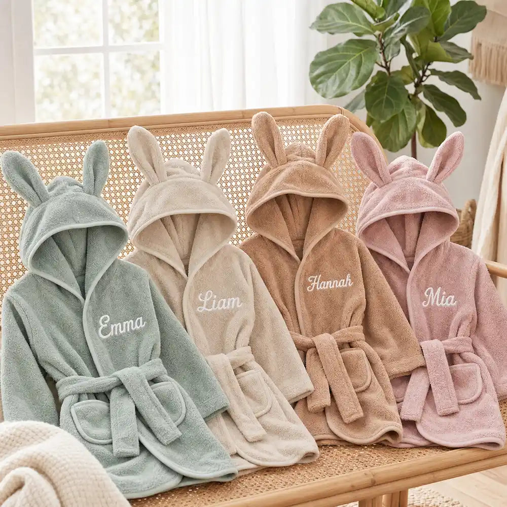 Kinderbademantel mit Namen Jollein Biscuit, als Geschenk zur Geburt und Taufe