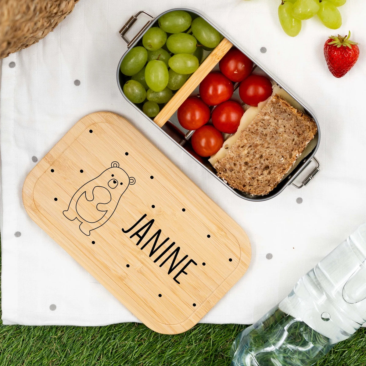 Brotdose Kinder personalisiert - Fröhlicher Bär
