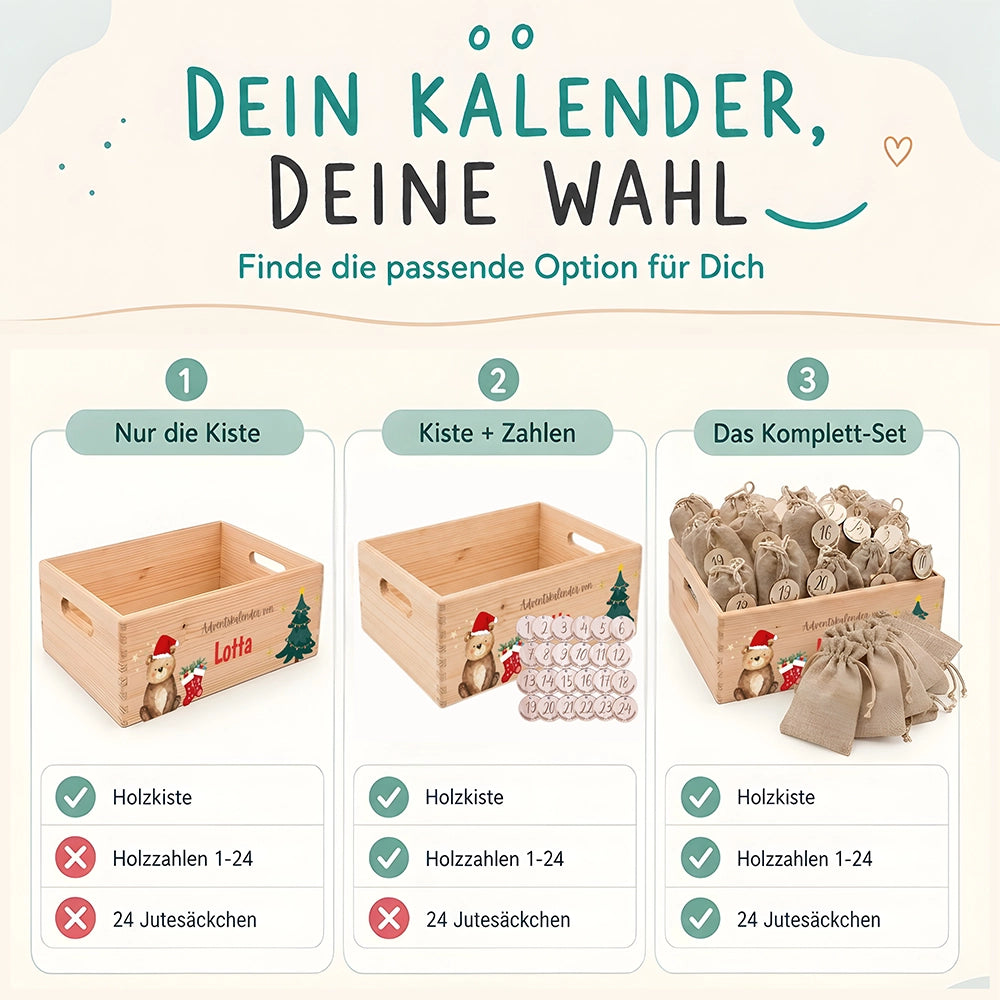 Personalisierter Adventskalender zum Befüllen - Weihnachtsbär