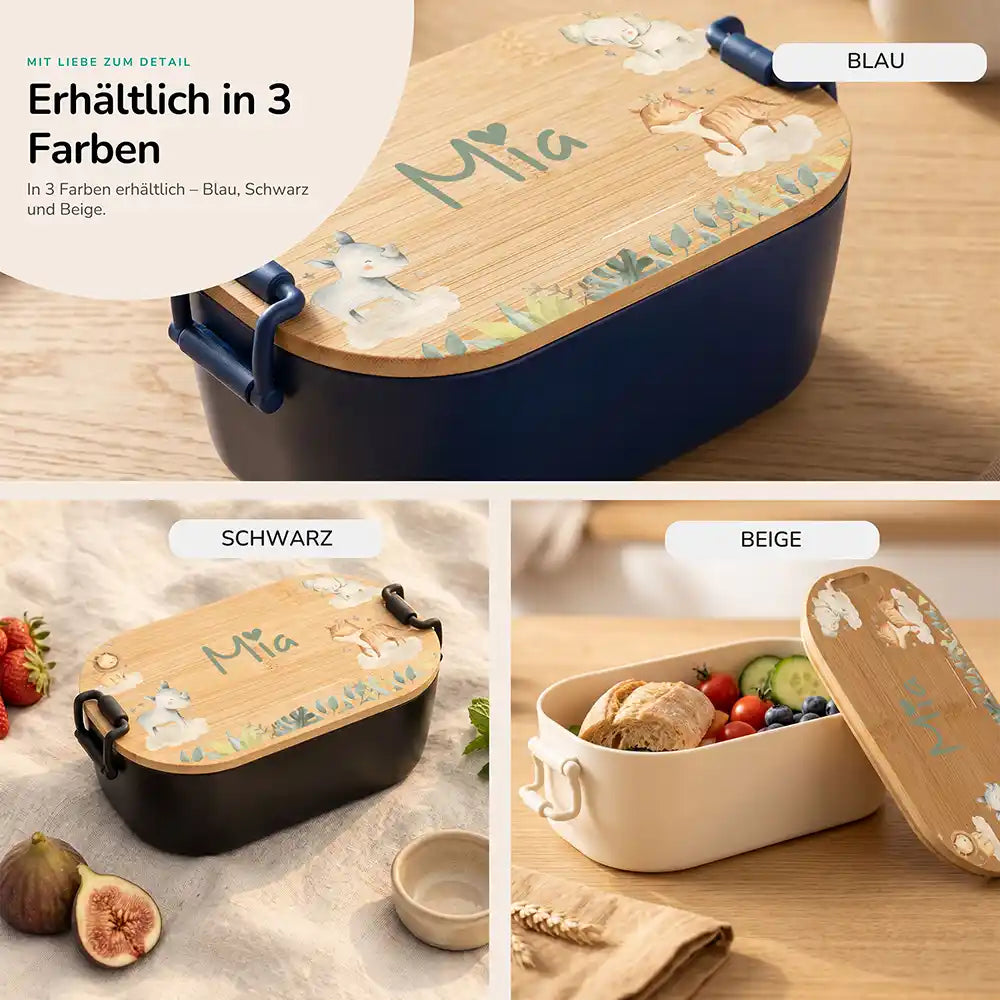 Brotdose Kinder personalisiert Safari Tiere, Lifestyle Kita Schule und unterwegs