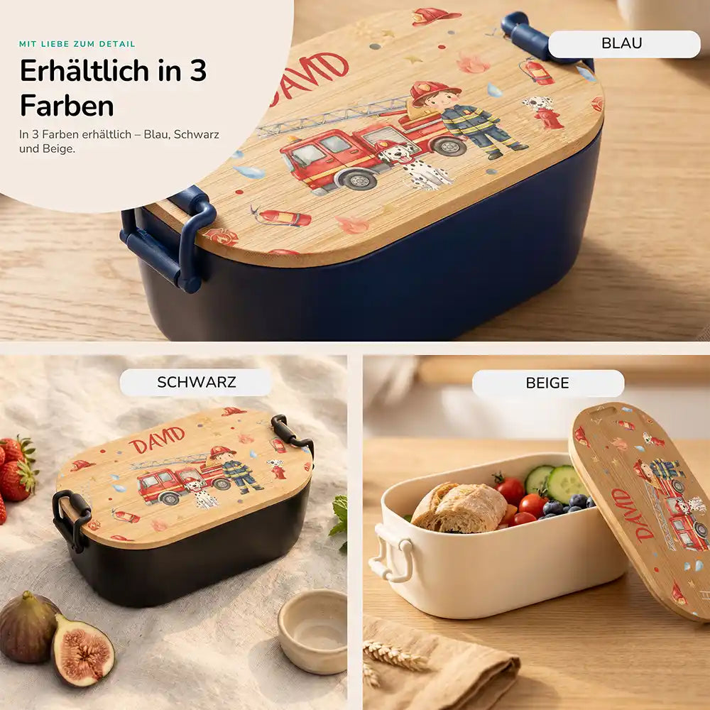 Brotdose Kinder personalisiert Feuerwehr, Lifestyle Kita Schule und unterwegs