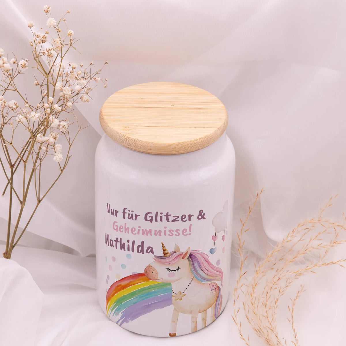 Personalisierbare Keksdose mit Name - Einhorn