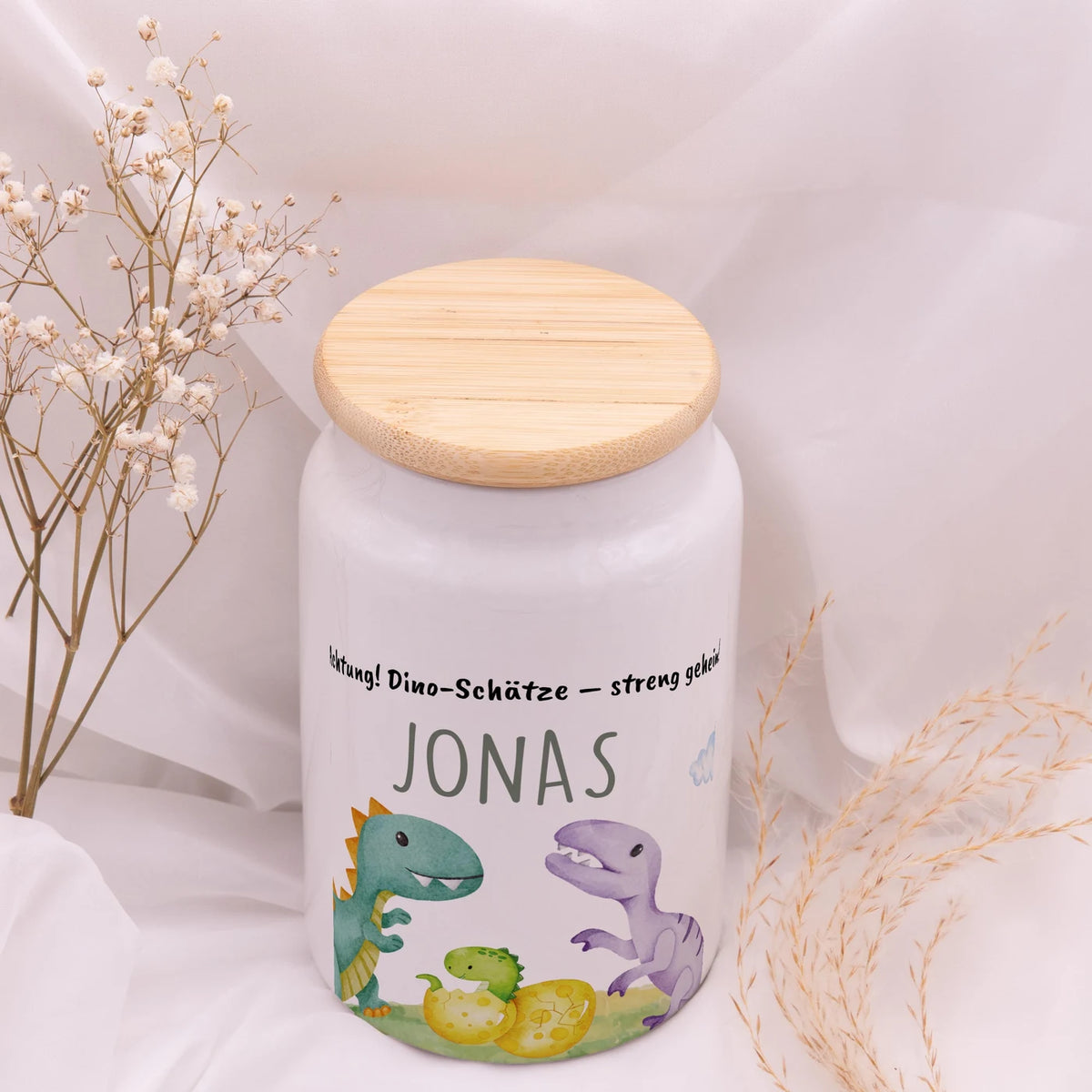 Personalisierbare Keksdose mit Name - Dinos