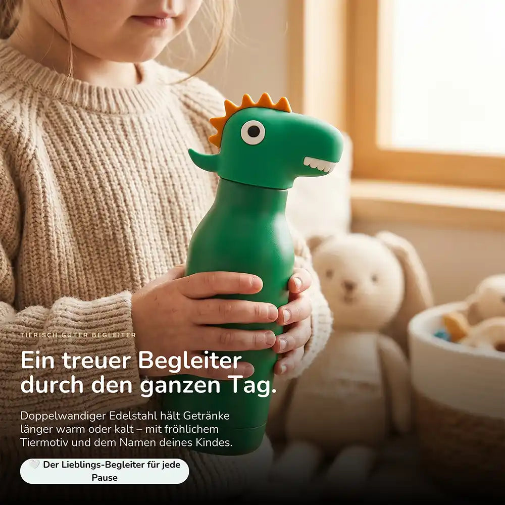 Personalisierte Trinkflasche Kinder Nilpferd, Tierdesign 450 ml mit Wunschname