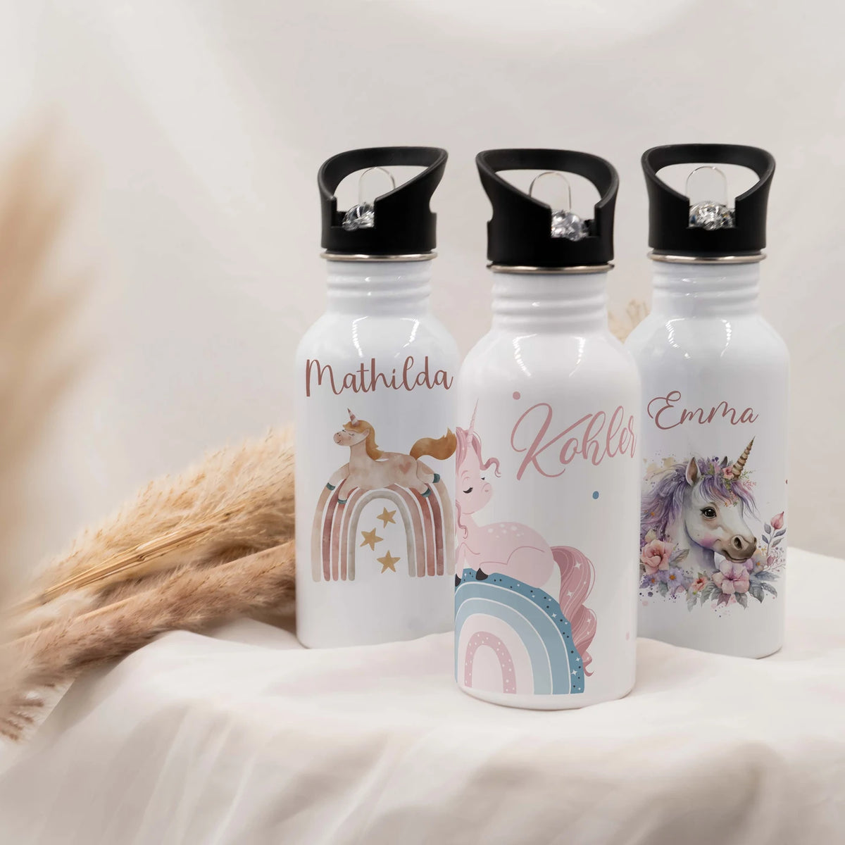 Trinkflasche Kinder Edelstahl - Regenbogen Einhorn