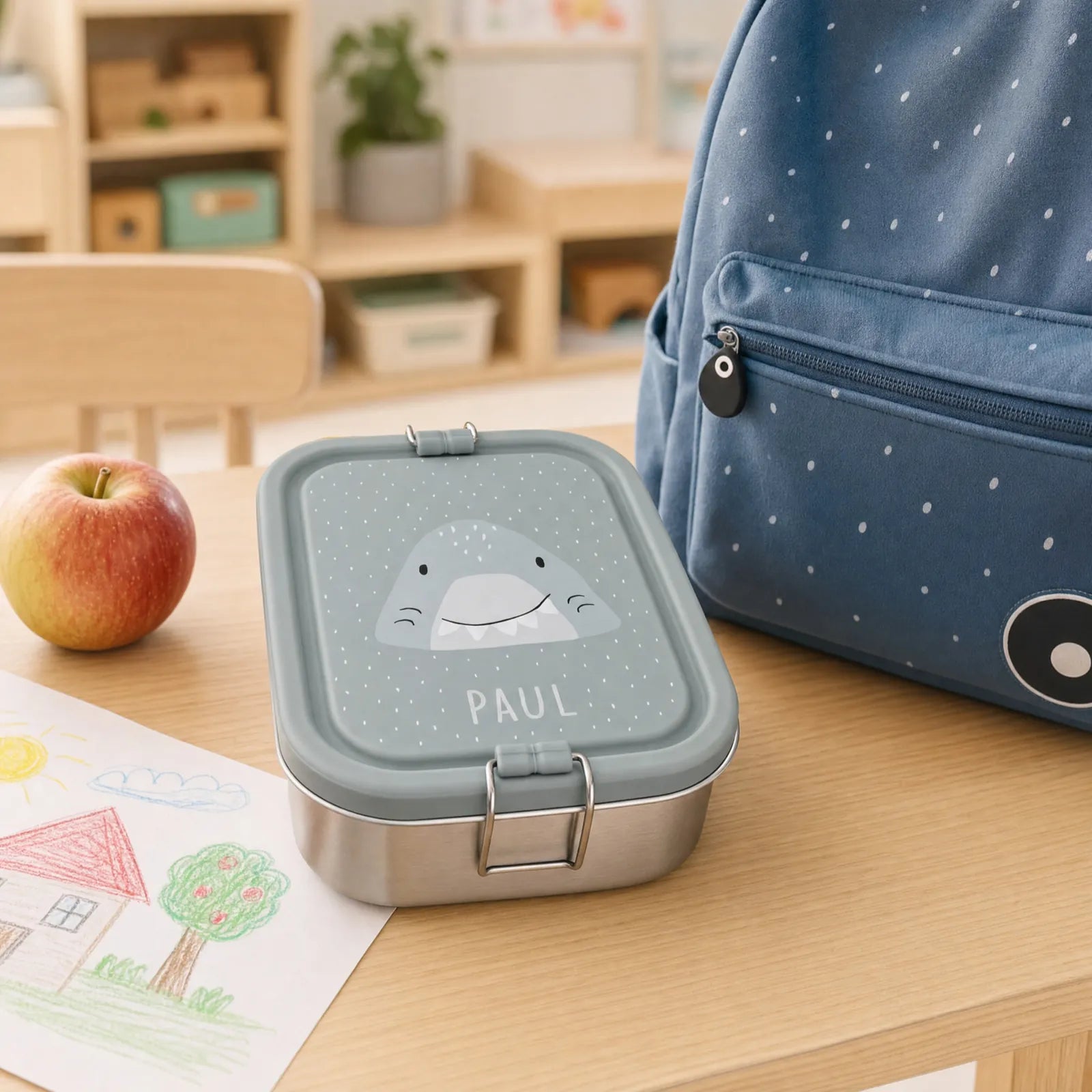 Trixie Brotdose Kinder Hai, robuste Edelstahl-Lunchbox