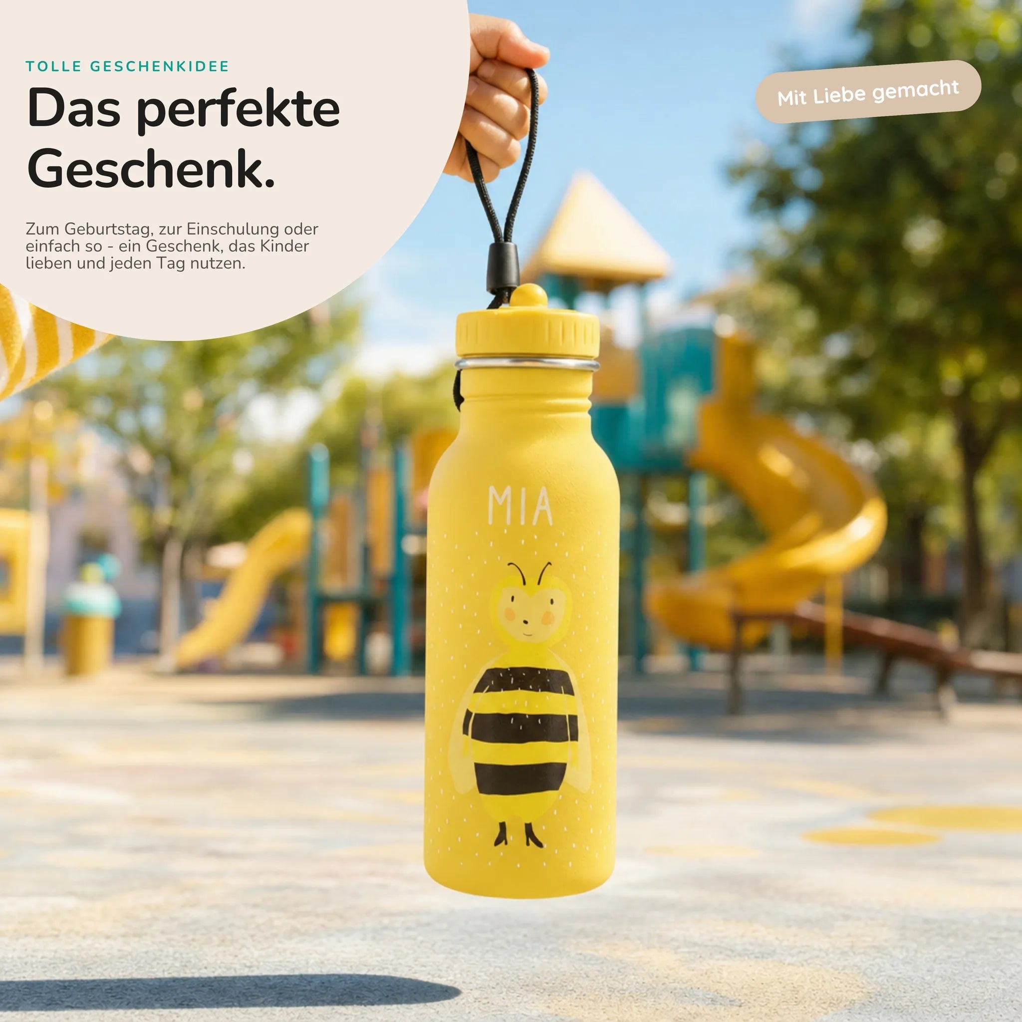 Trixie Trinkflasche Kinder Biene, personalisiert mit Wunschname-Gravur