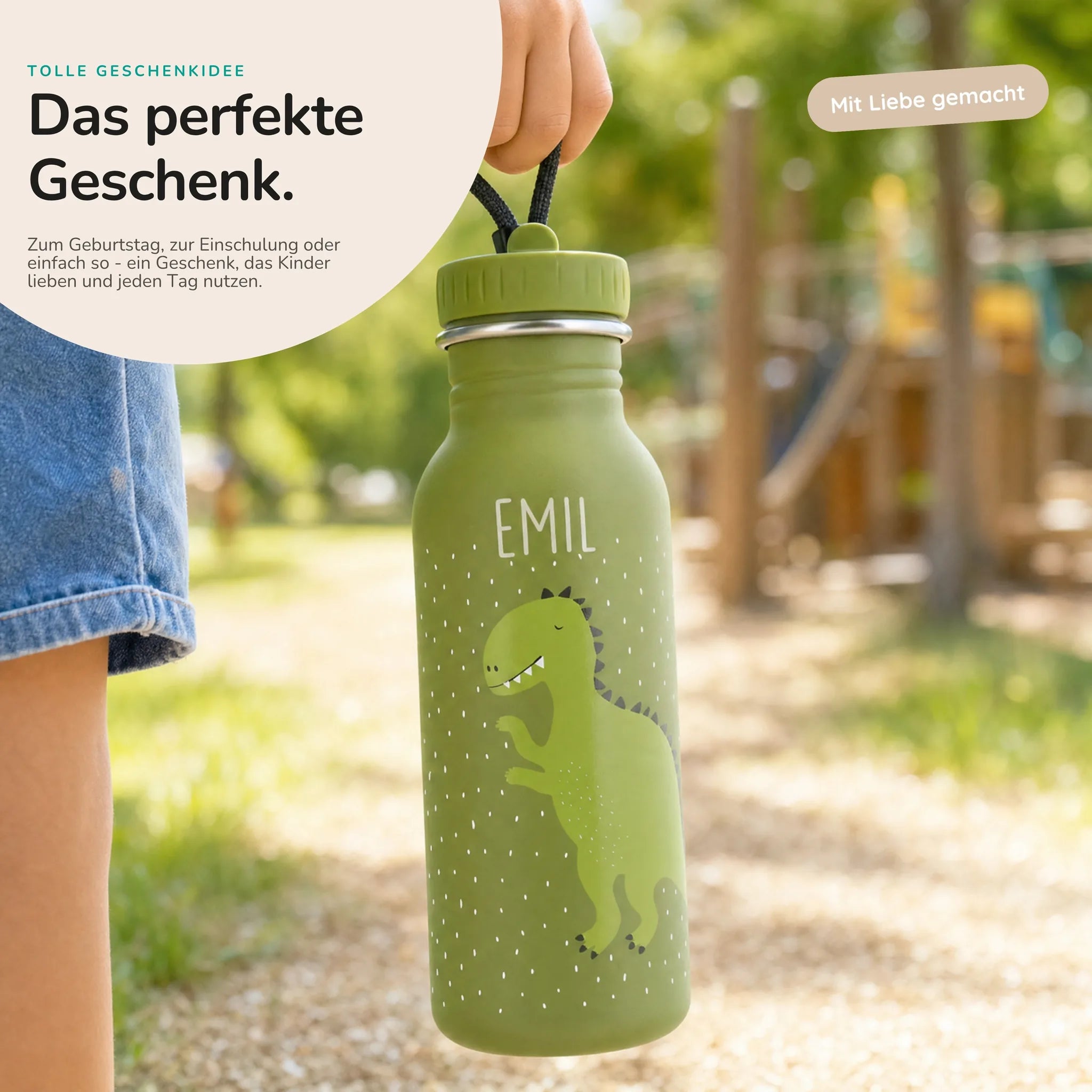 Trixie Trinkflasche Kinder Dino, personalisiert mit Wunschname-Gravur
