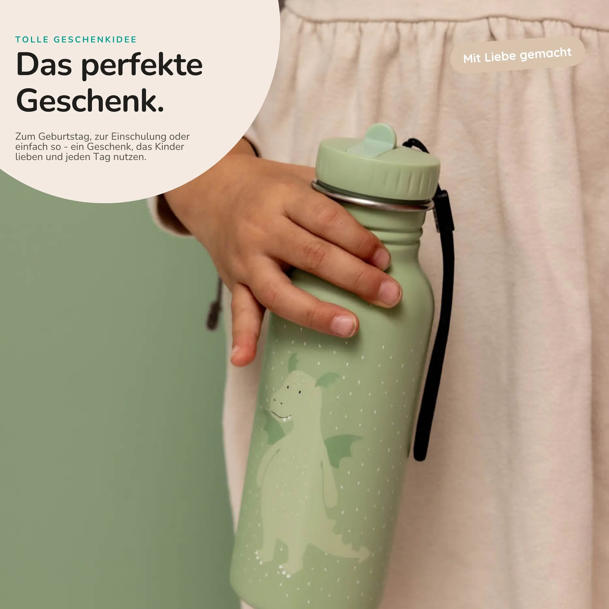 Trixie Trinkflasche Kinder Drache, personalisiert mit Wunschname-Gravur