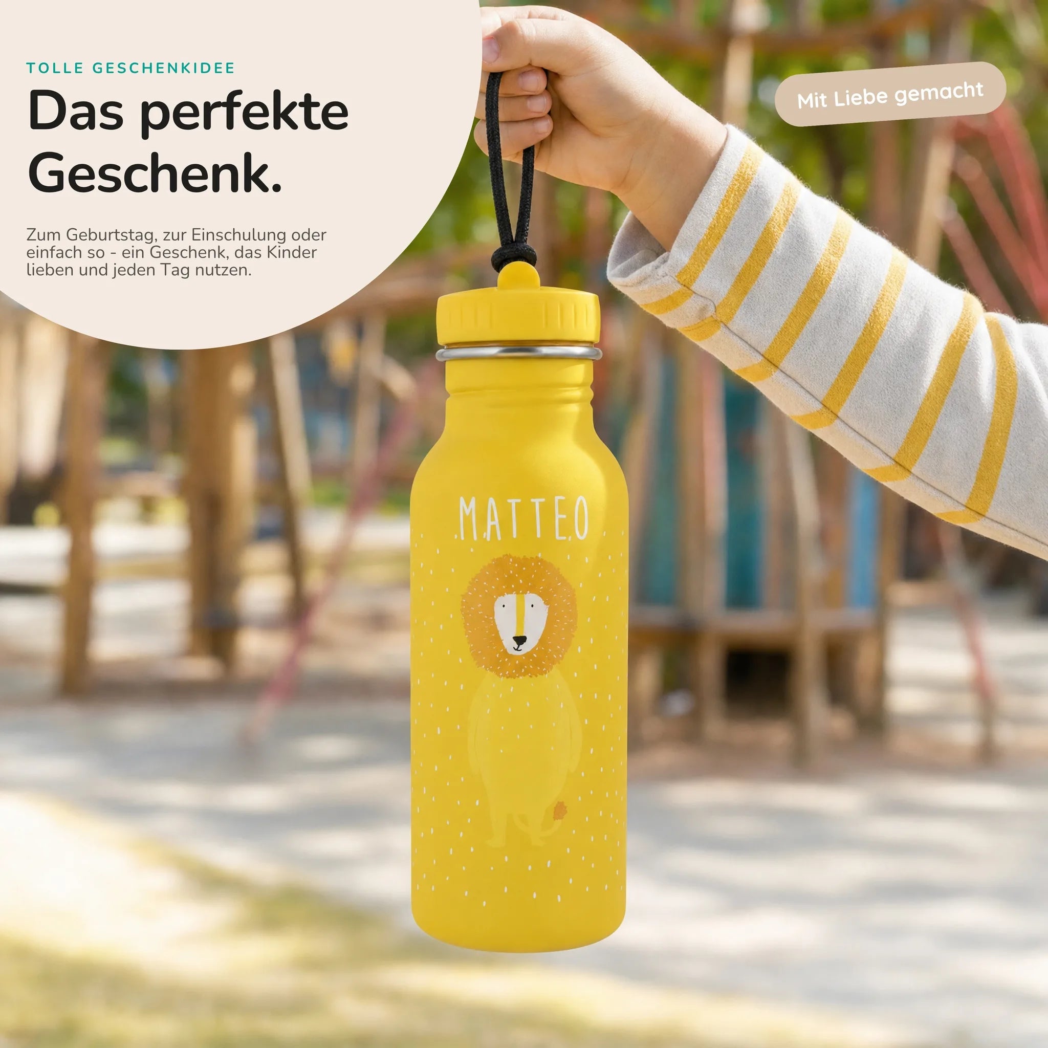 Trixie Trinkflasche Kinder Löwe, personalisiert mit Wunschname-Gravur