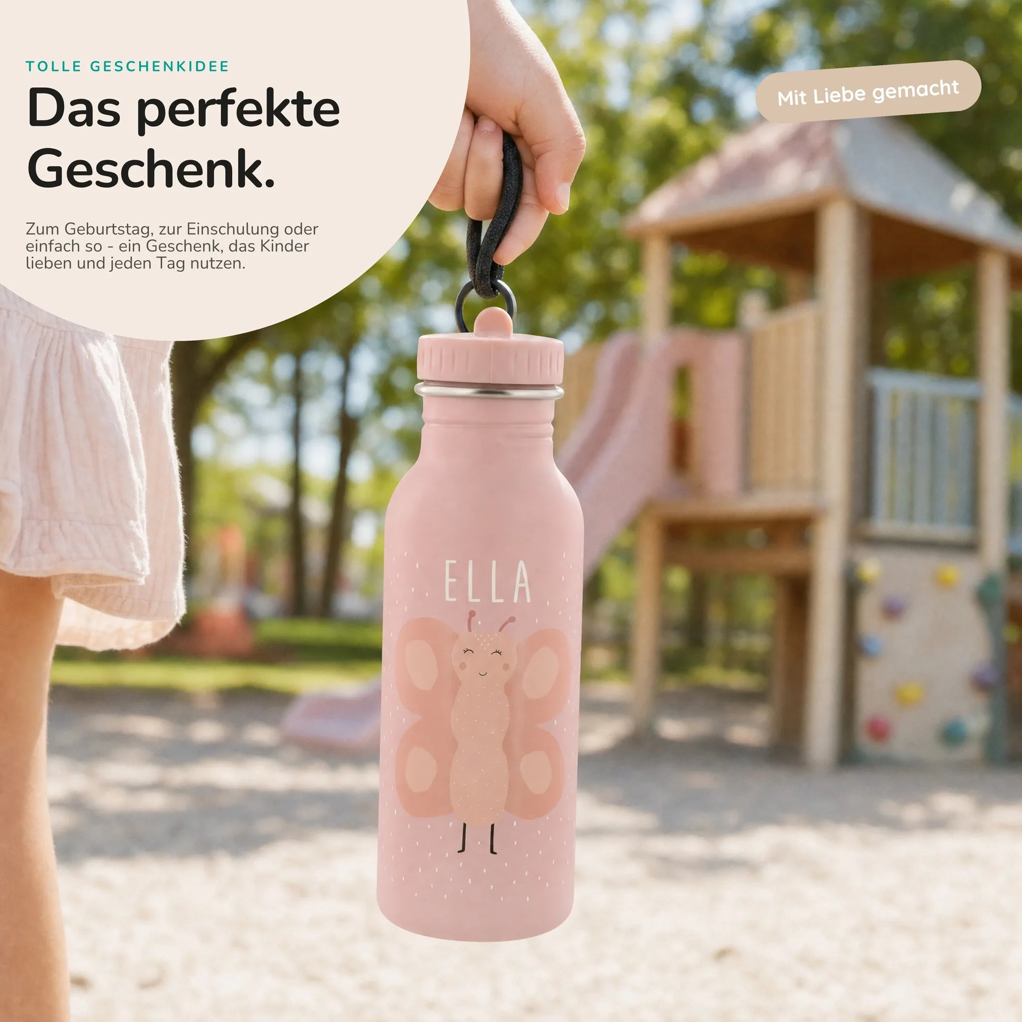 Trixie Trinkflasche Kinder Schmetterling, personalisiert mit Wunschname-Gravur