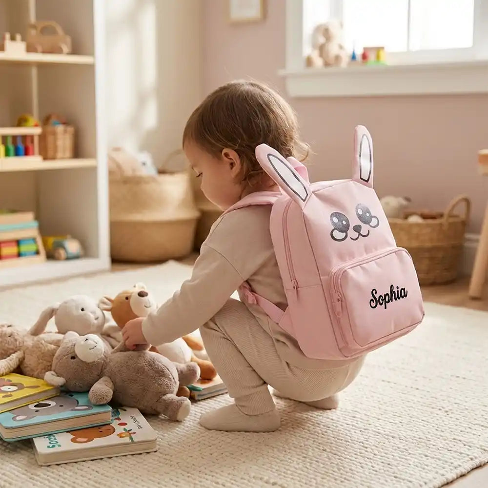 Personalisierter Kinderrucksack Hase, personalisiert für Mädchen und Jungen