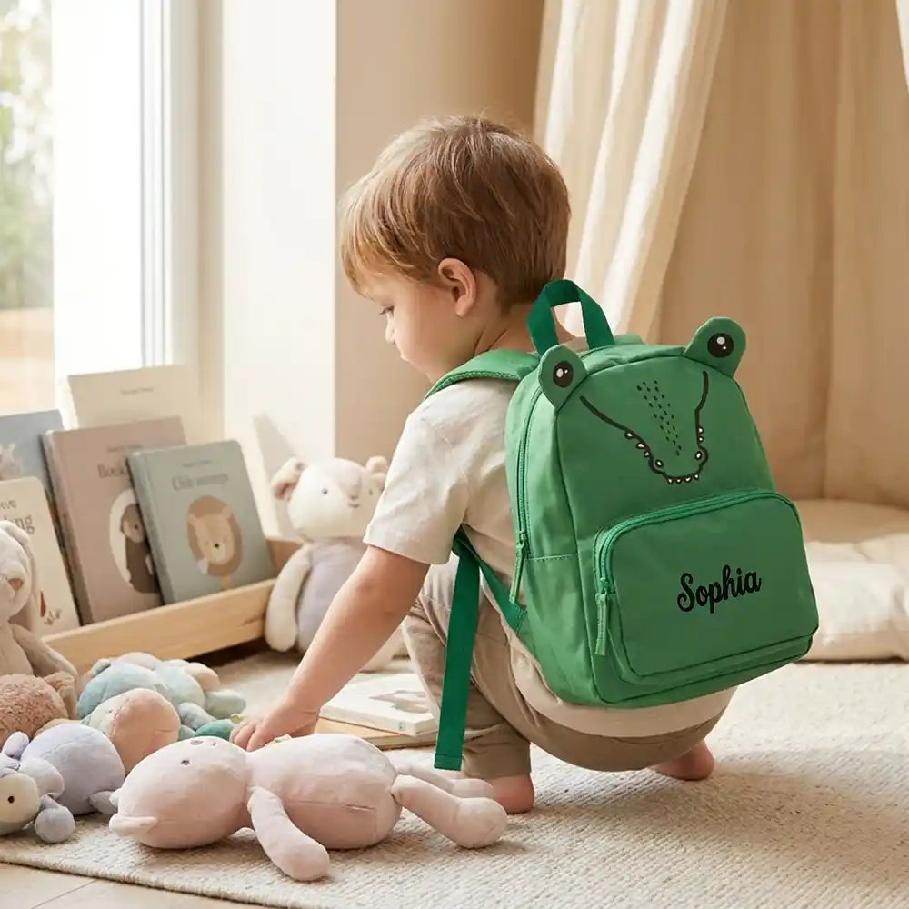 Personalisierter Kinderrucksack Krokodil, personalisiert für Mädchen und Jungen