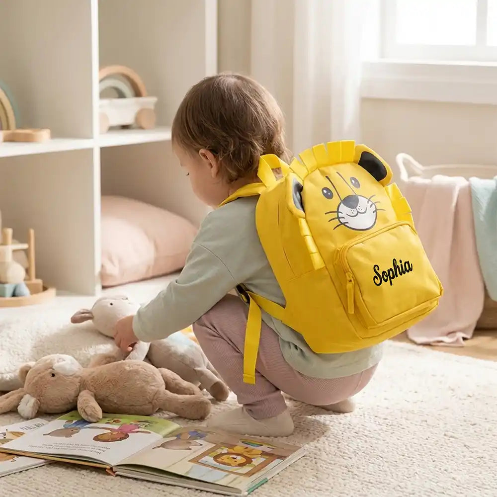 Personalisierter Kinderrucksack Löwe, personalisiert für Mädchen und Jungen