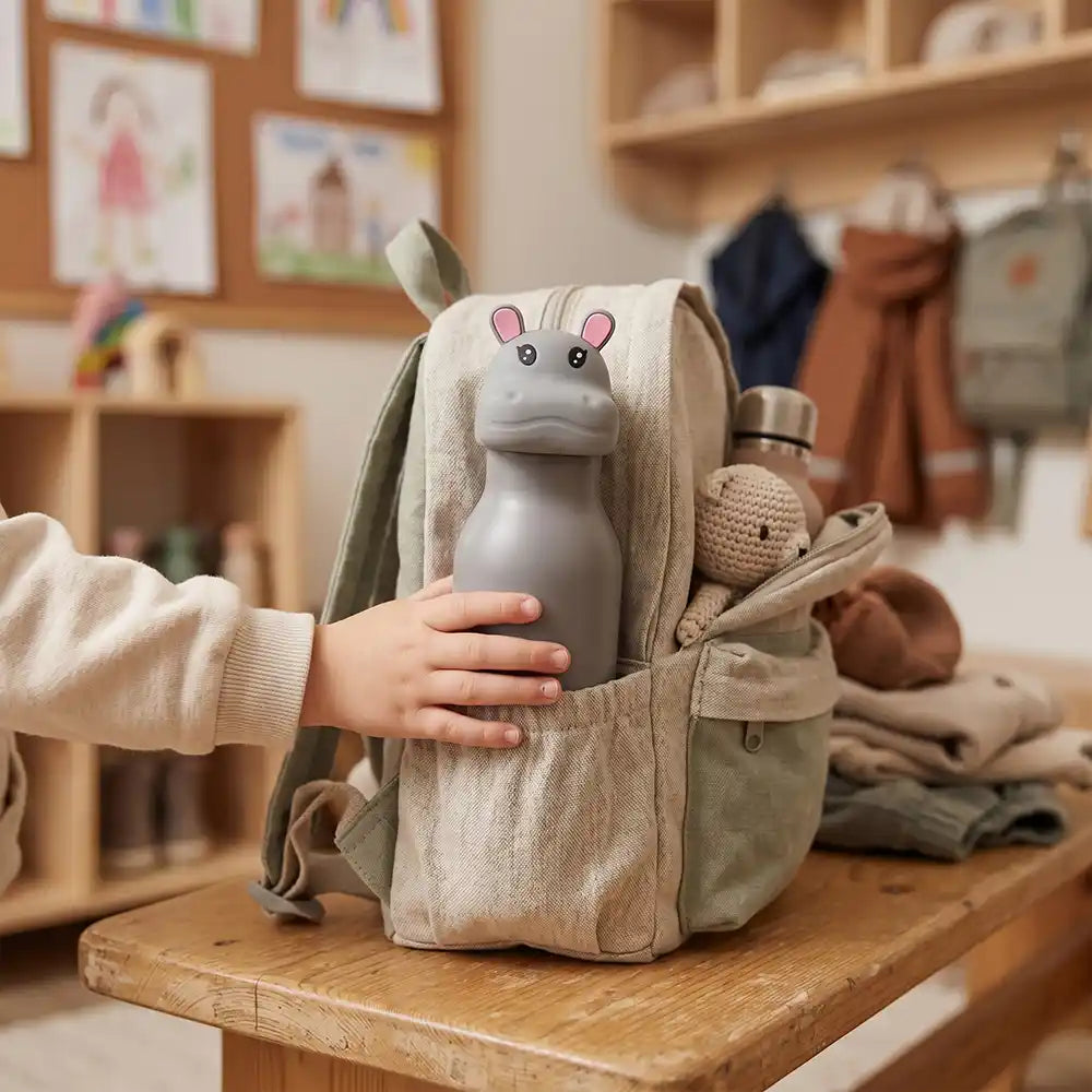 Personalisierte Trinkflasche Kinder Dino, mit Wunschname und Tiermotiv