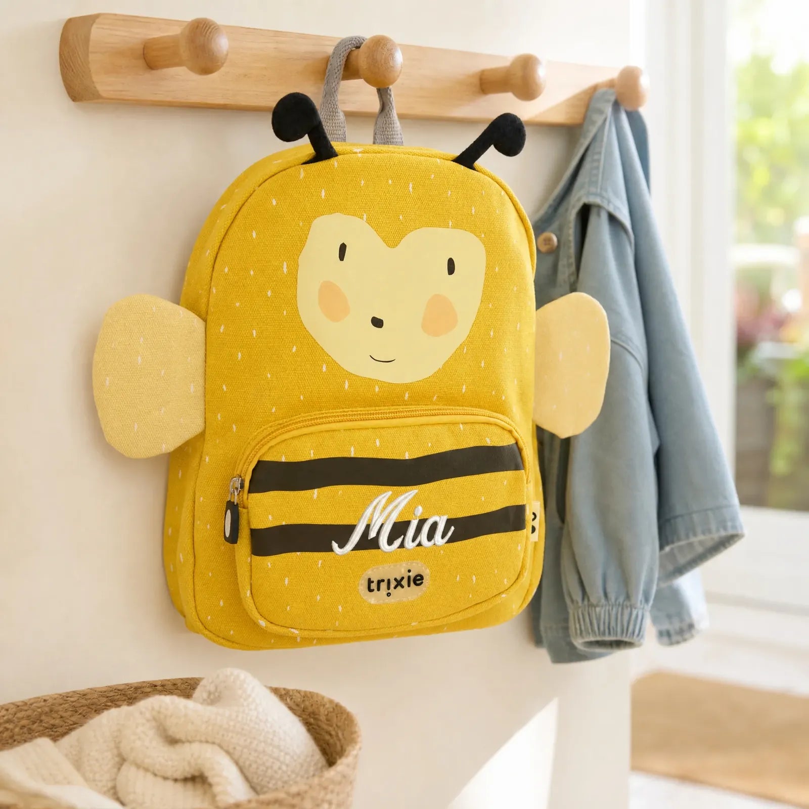 Trixie Kindergartenrucksack Biene, Baumwoll-Außenseite mit Wunschname