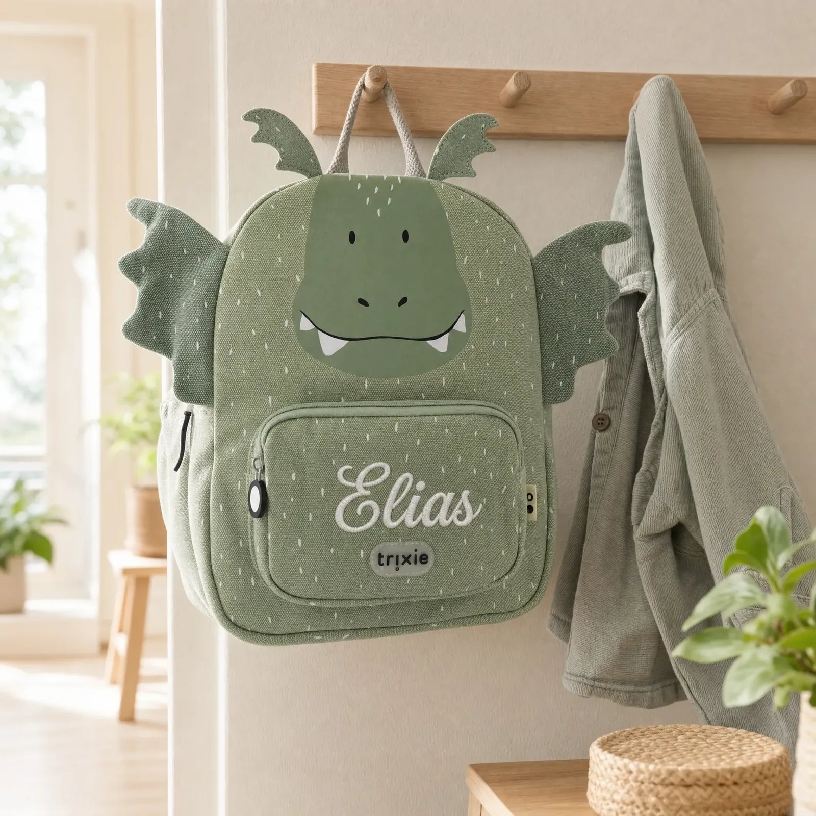Trixie Kindergartenrucksack Drache, Baumwoll-Außenseite mit Wunschname