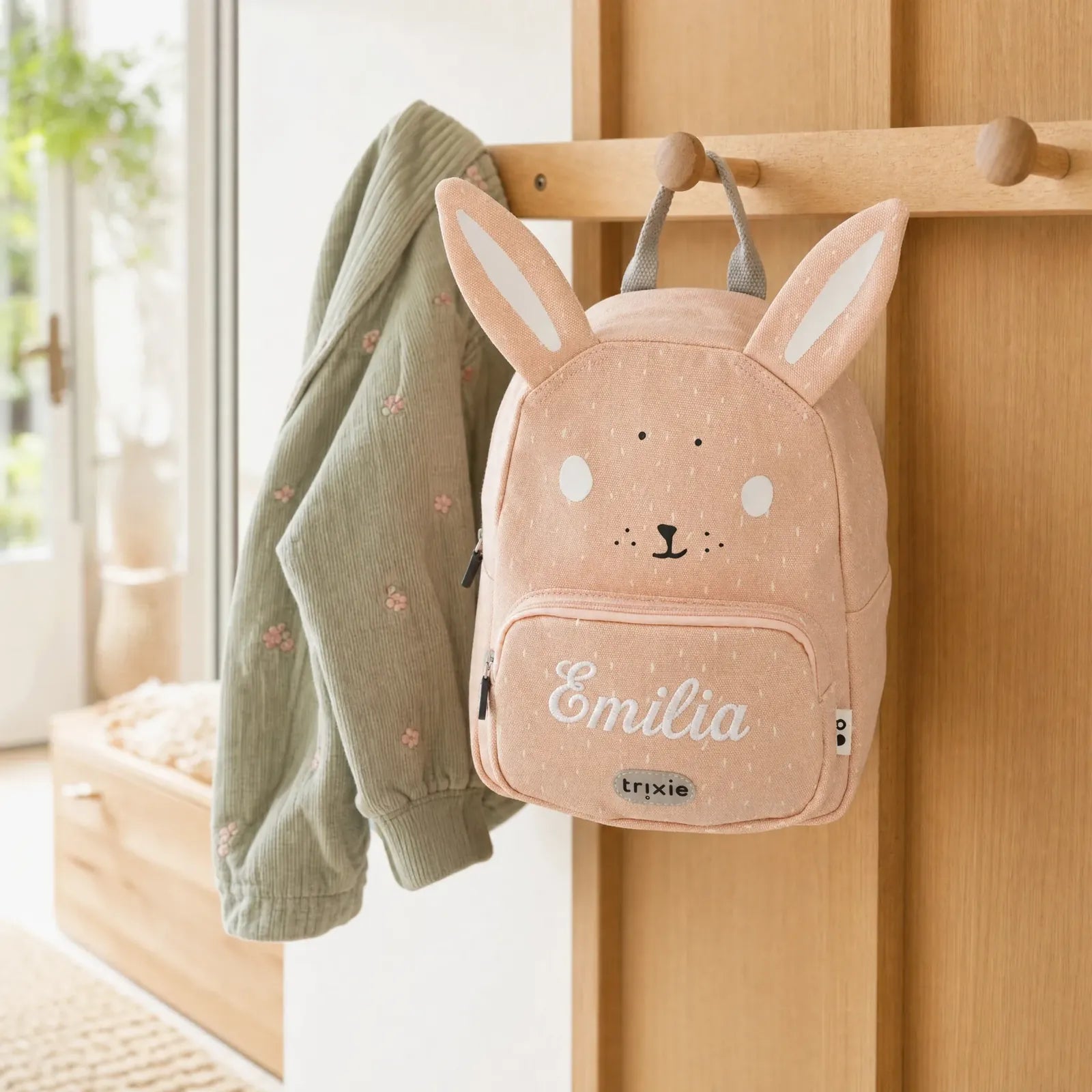 Trixie Kindergartenrucksack Hase, Baumwoll-Außenseite mit Wunschname