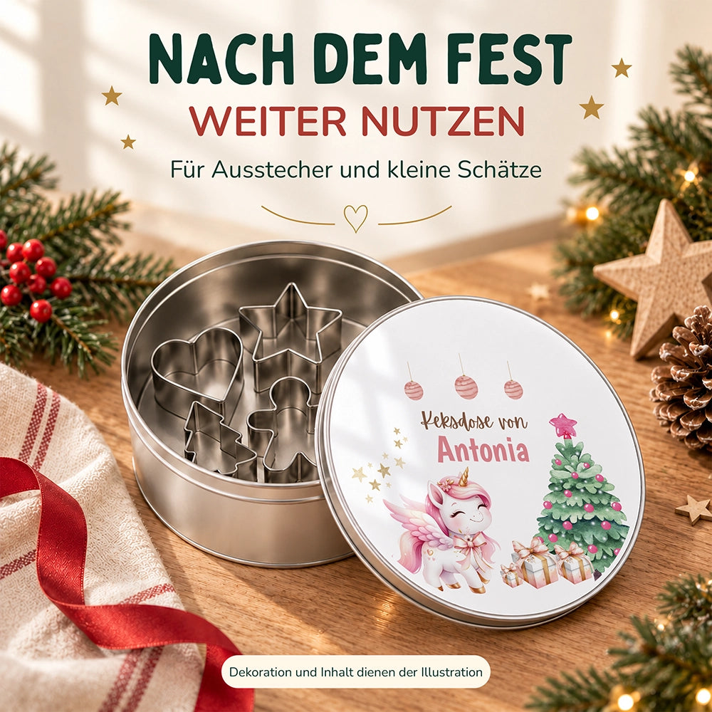 Keksdose aus Metall personalisiert - Einhorn