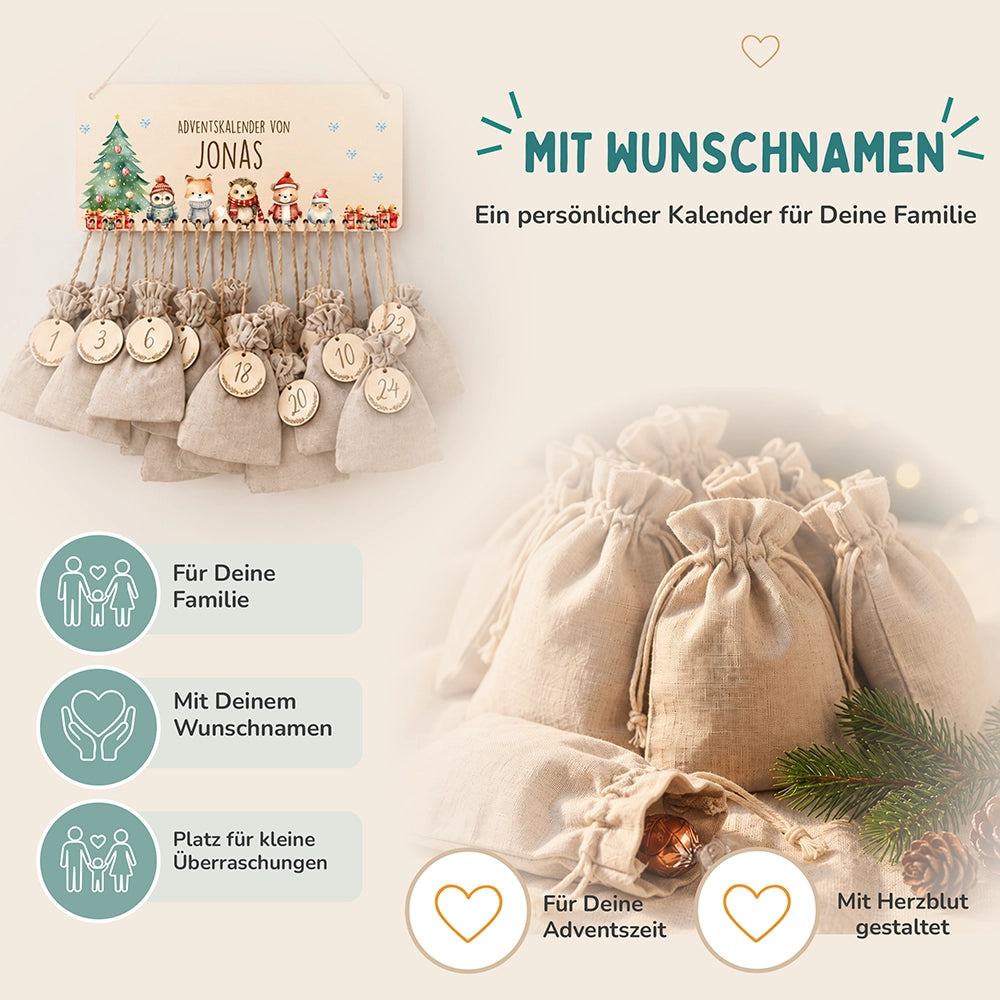 Personalisierbarer Adventskalender farbig - Weihnachtsglück