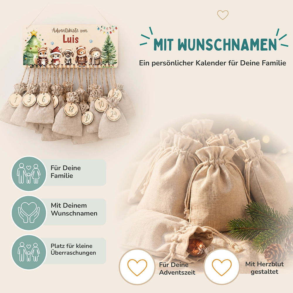 Personalisierter Adventskalender niedliche Waldtiere