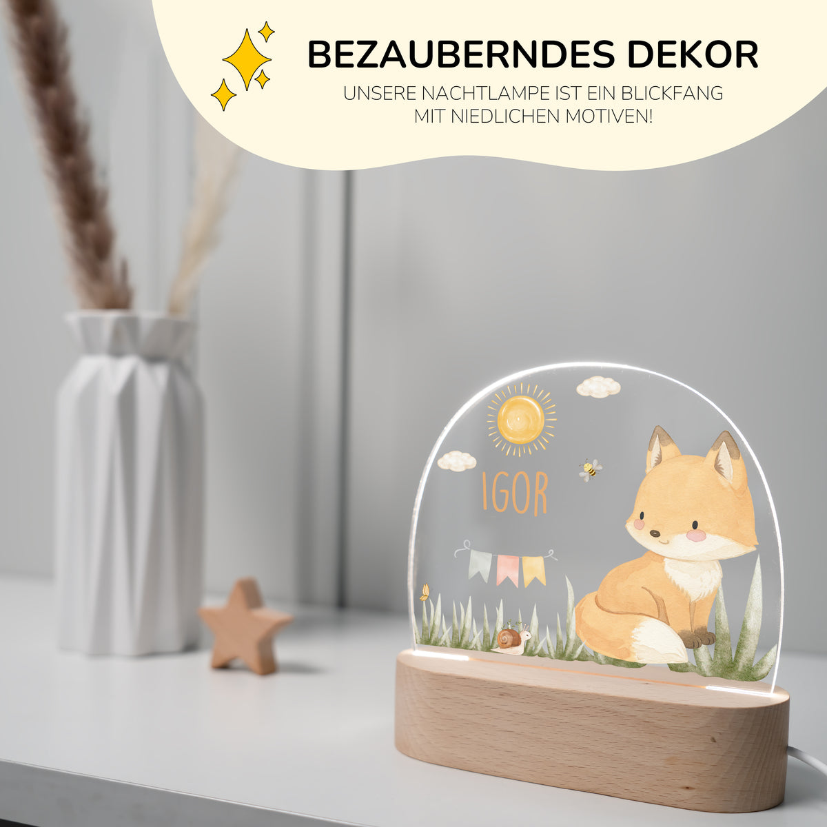 Nachtlicht Kinder personalisiert - Baby Fuchs