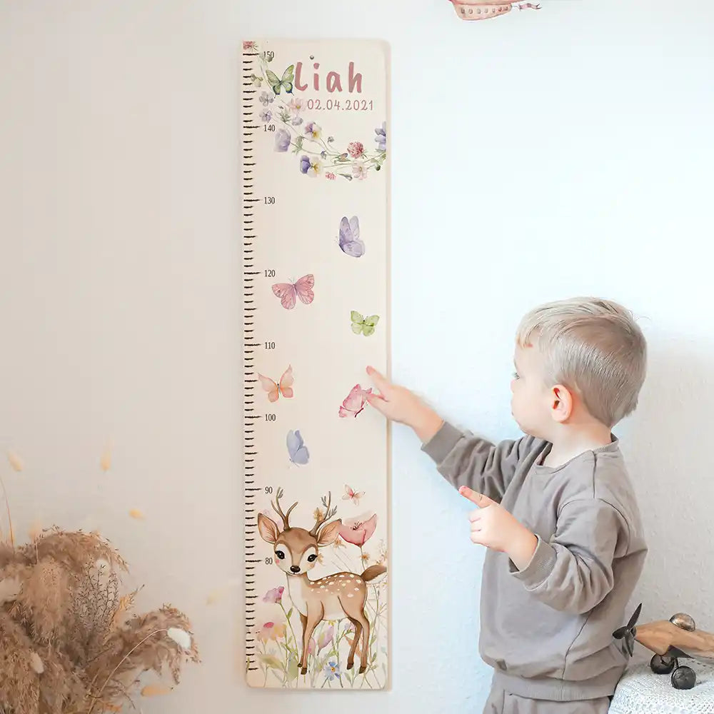 Messlatte Kinder Holz & Aluverbund - Baby Reh