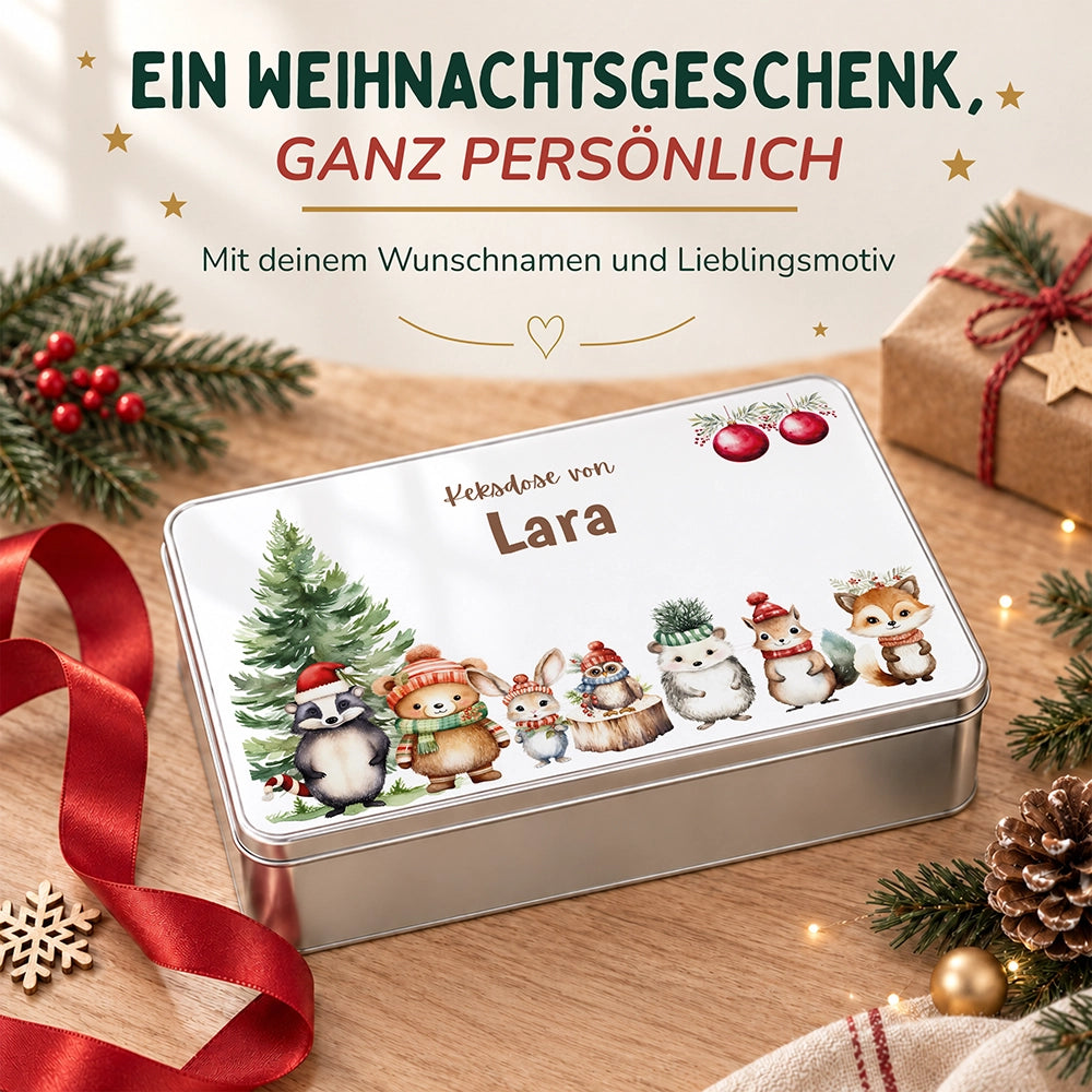 Keksdose aus Metall personalisiert - Schneeflöckchen