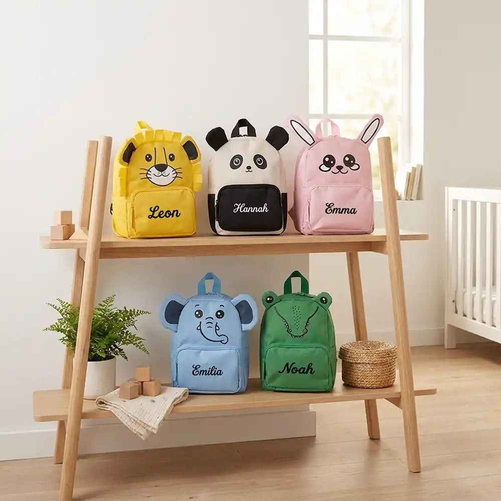 Personalisierter Kinderrucksack Krokodil, aus robustem RPET-Material