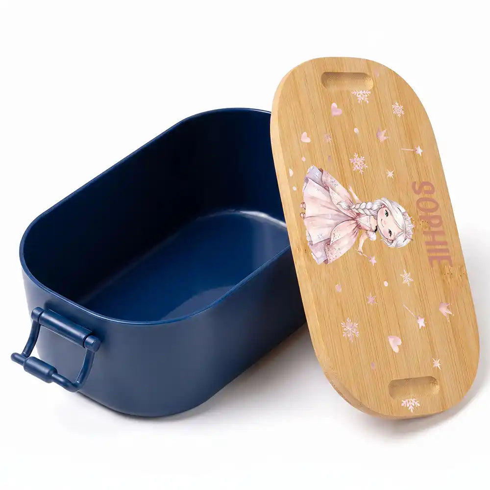 Brotdose Kinder personalisiert Prinzessin, Volumen 1 Liter mit Bambusdeckel
