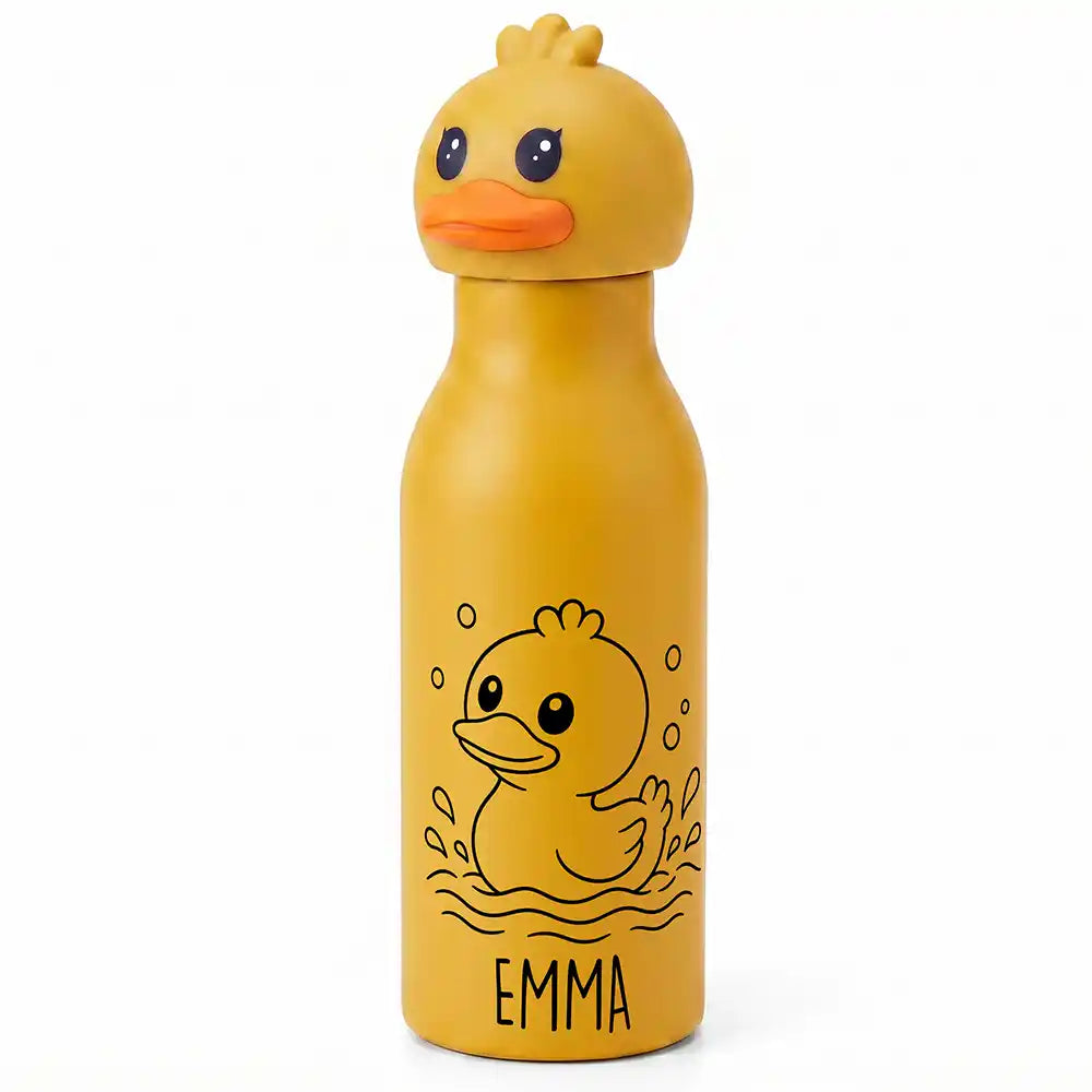 Personalisierte Trinkflasche Kinder Ente, für Kita und Schule