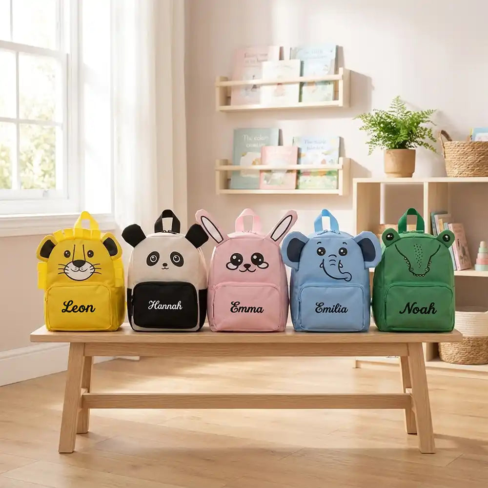 Personalisierter Kinderrucksack Elefant, personalisiert zum Schulanfang