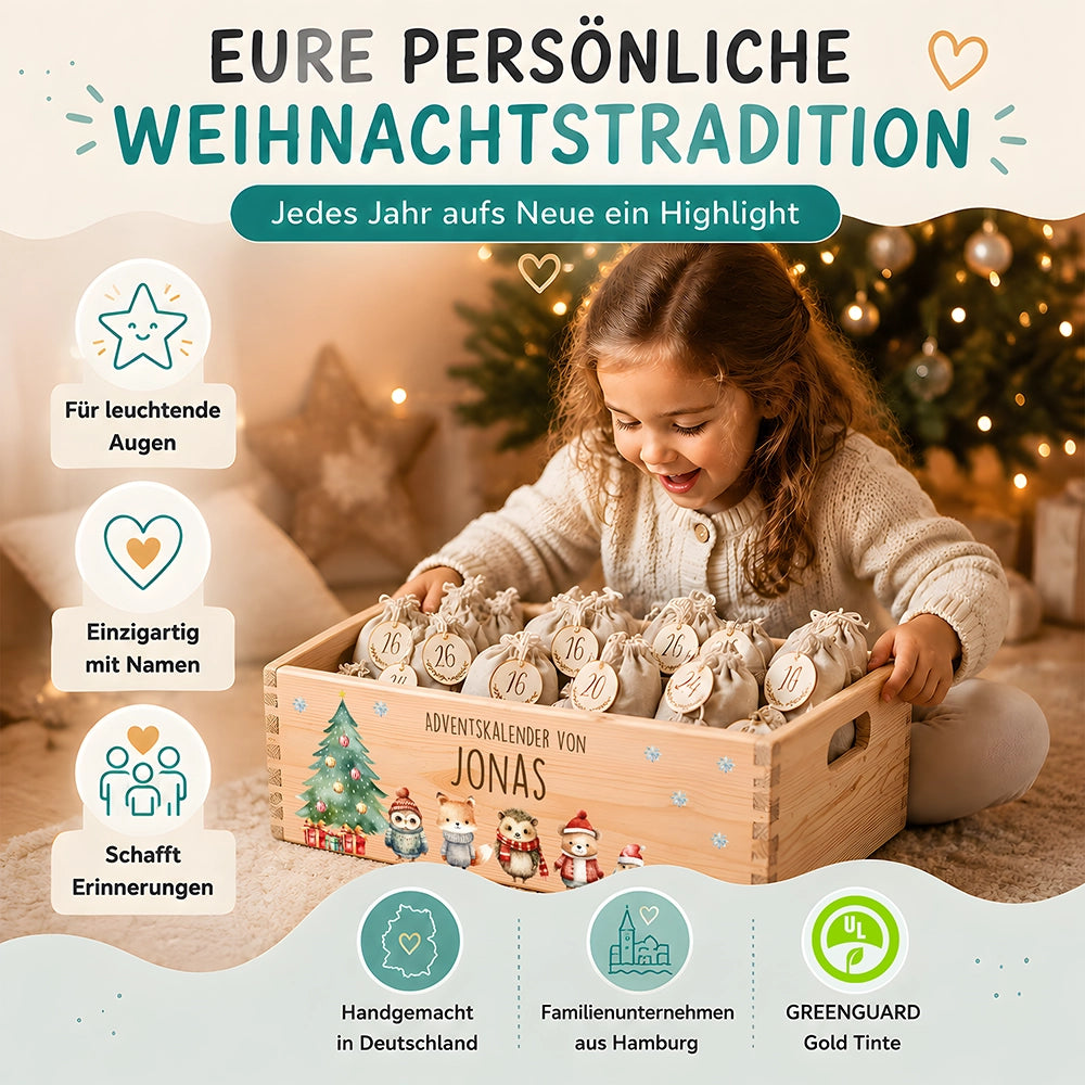 Adventskalender zum Befüllen personalisiert, jedes Jahr wieder als Weihnachtstradition