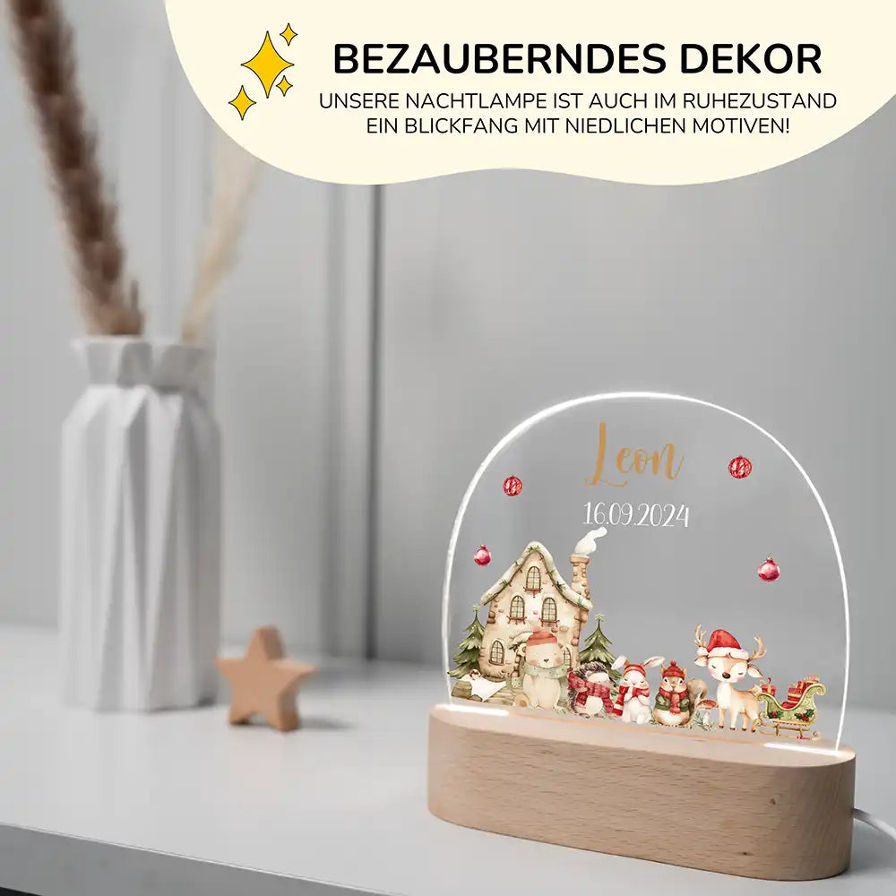 Nachtlicht Kinder personalisiert Weihnachten - Niedliche Waldfreunde