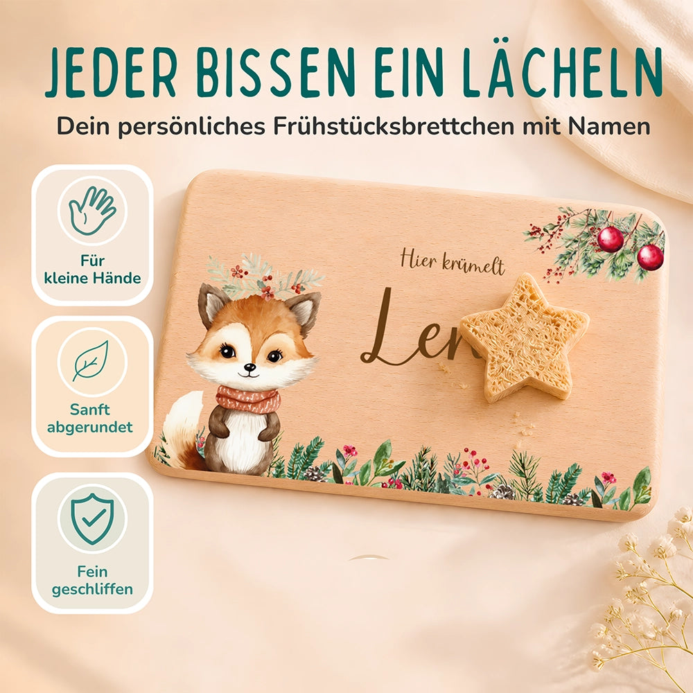 Frühstücksbrettchen Weihnachten mit süßem Fuchs - Geschenk Weihnachten