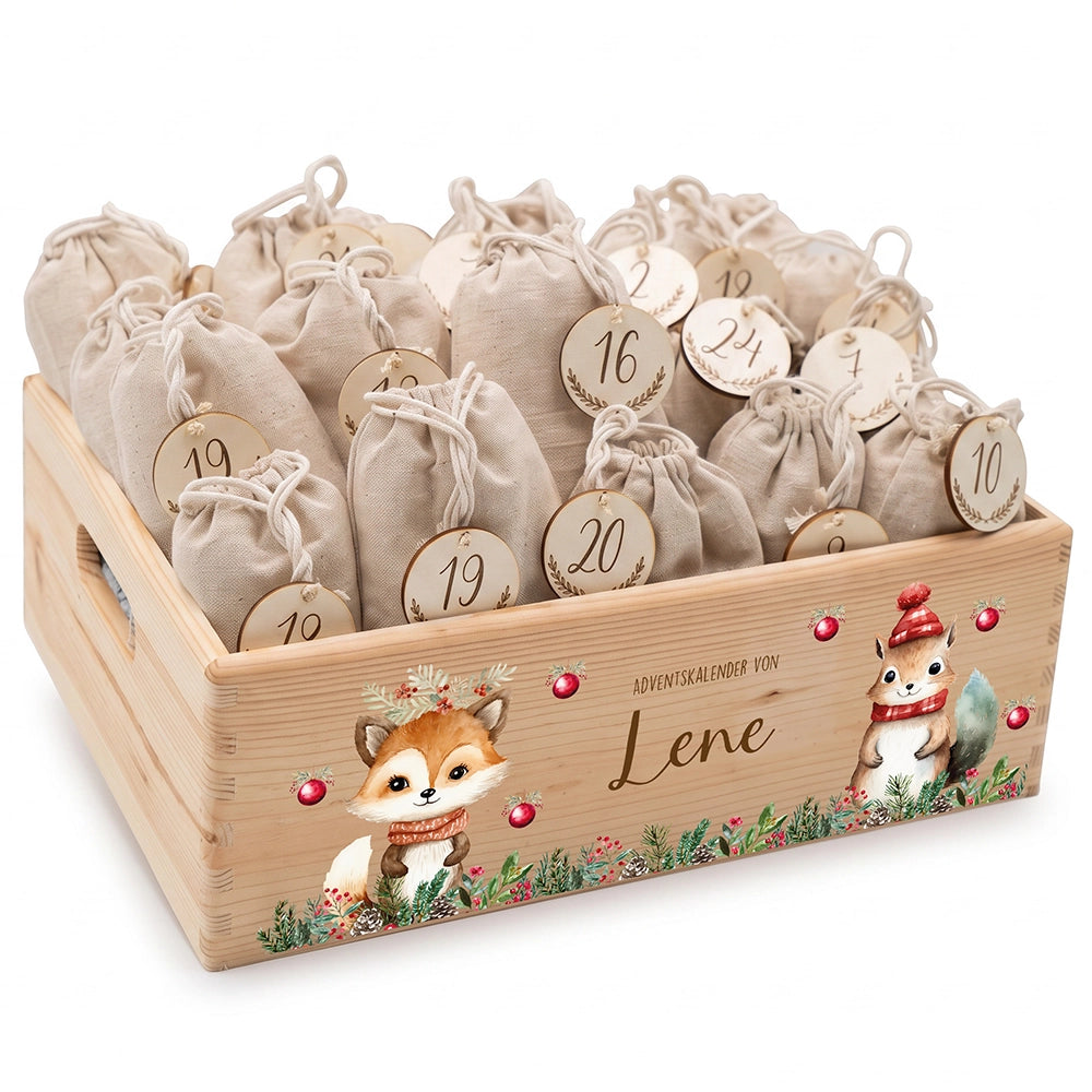 Adventskalender zum Befüllen "Weihnachten mit süßem Fuchs" personalisiert