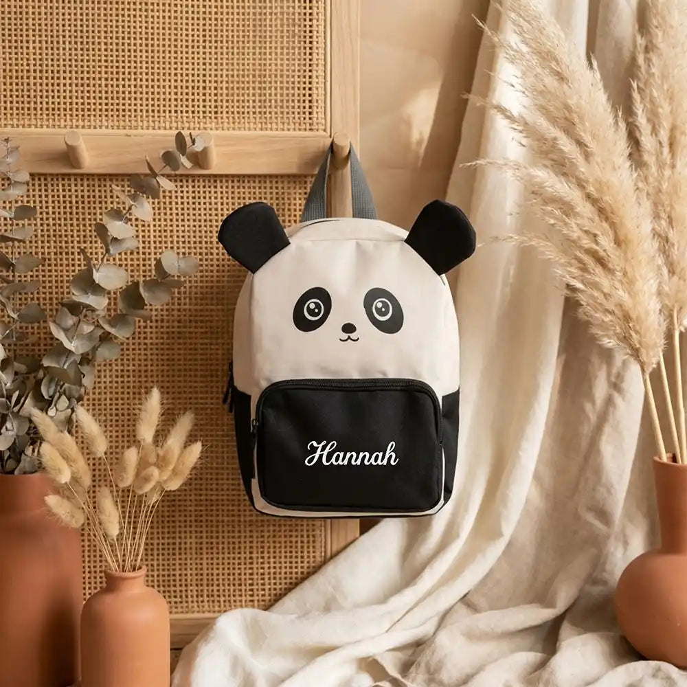 Personalisierter Kinderrucksack Panda, Geschenk zur Einschulung