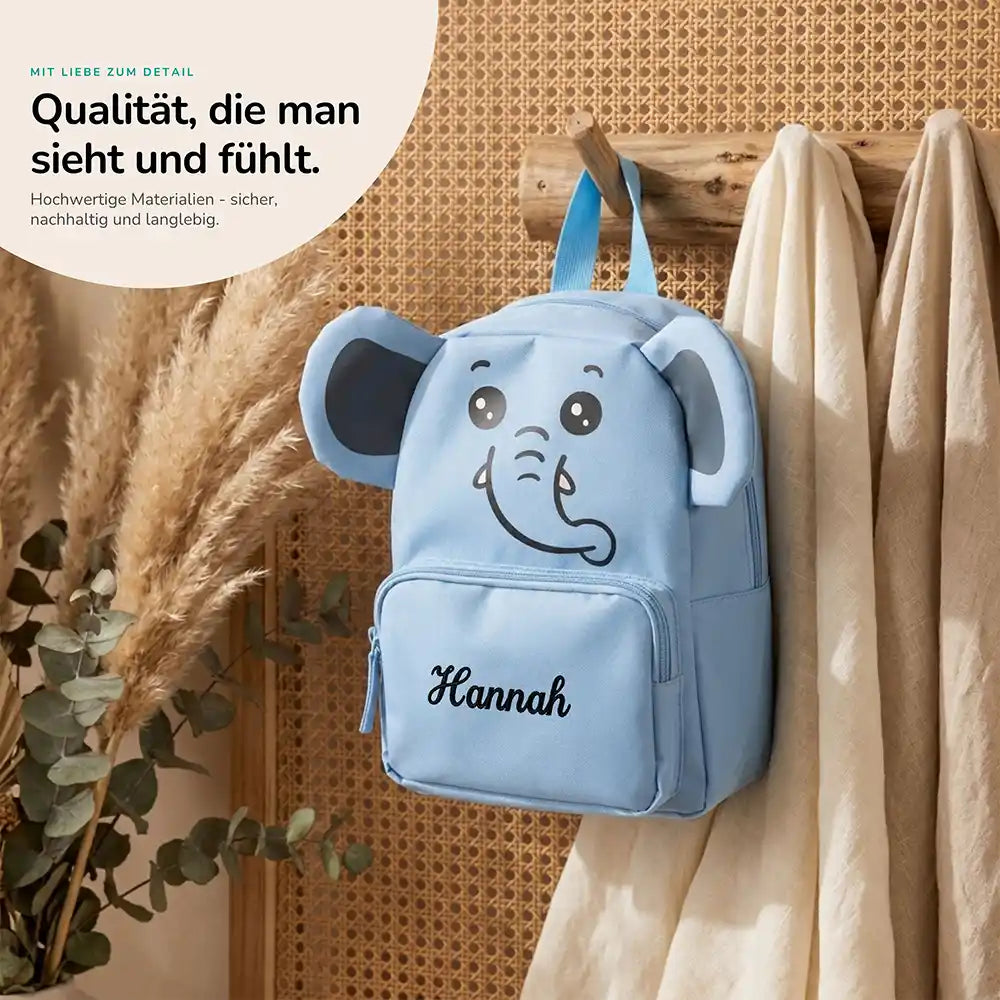 Personalisierter Kinderrucksack Elefant, Geschenk zur Einschulung