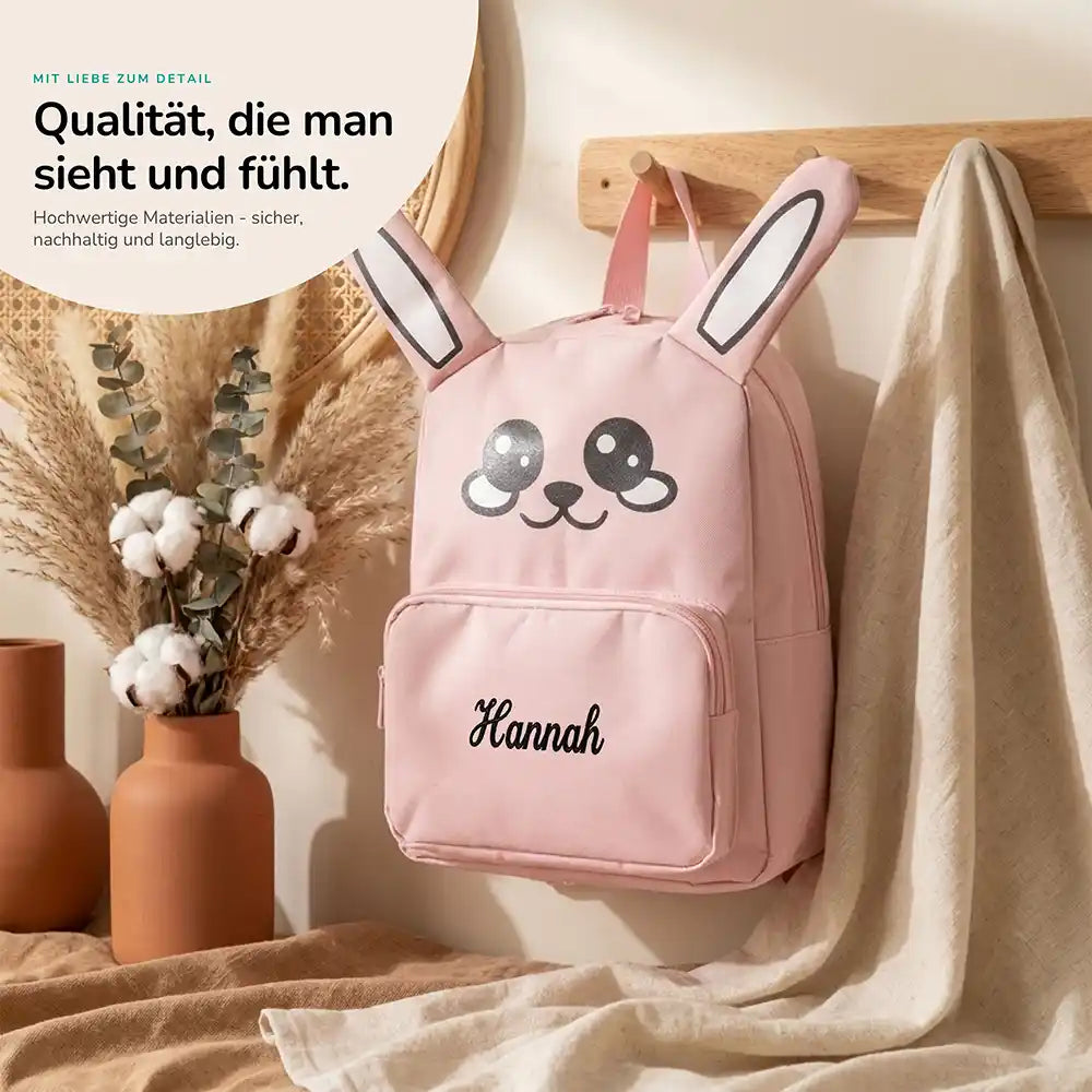 Personalisierter Kinderrucksack Hase, Geschenk zur Einschulung