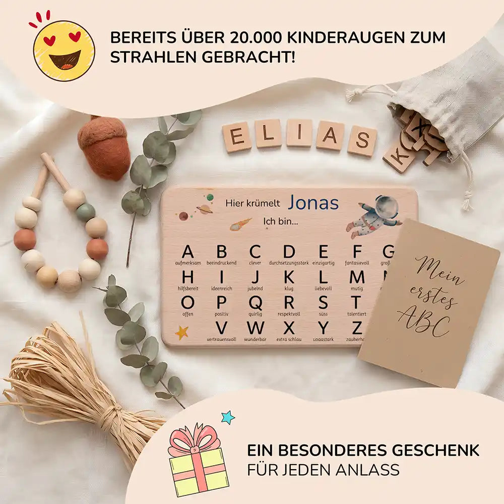 ABC Brettchen Kinder personalisiert Astronaut Weltraum – Mein erstes ABC Lifestyle