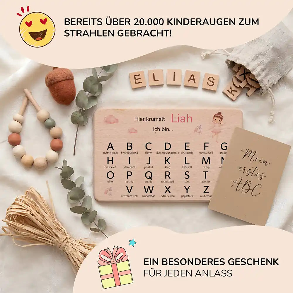 ABC Brettchen Kinder personalisiert Ballerina Regenbogen – Mein erstes ABC Lifestyle