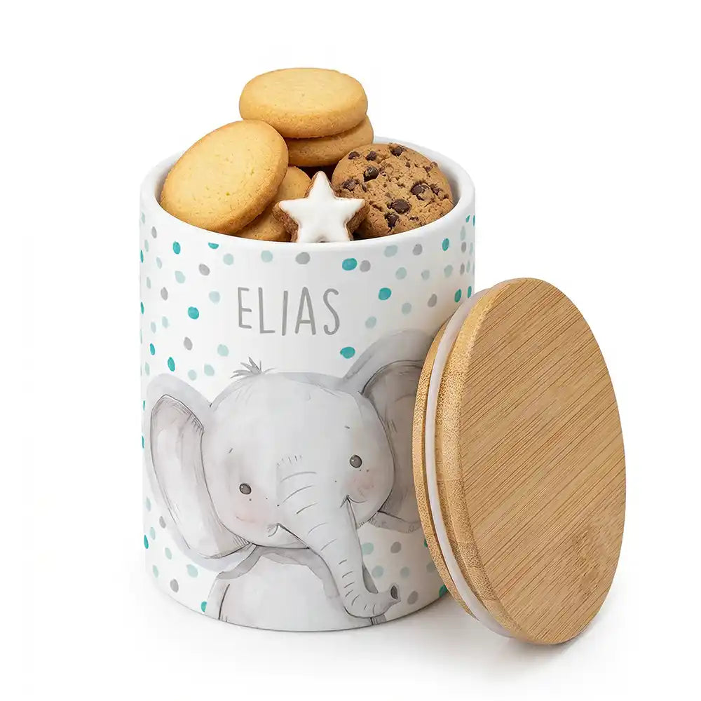 Keksdose, Zahnbürstenhalter, Stiftehalter - Elefant Konfetti 2-in-1