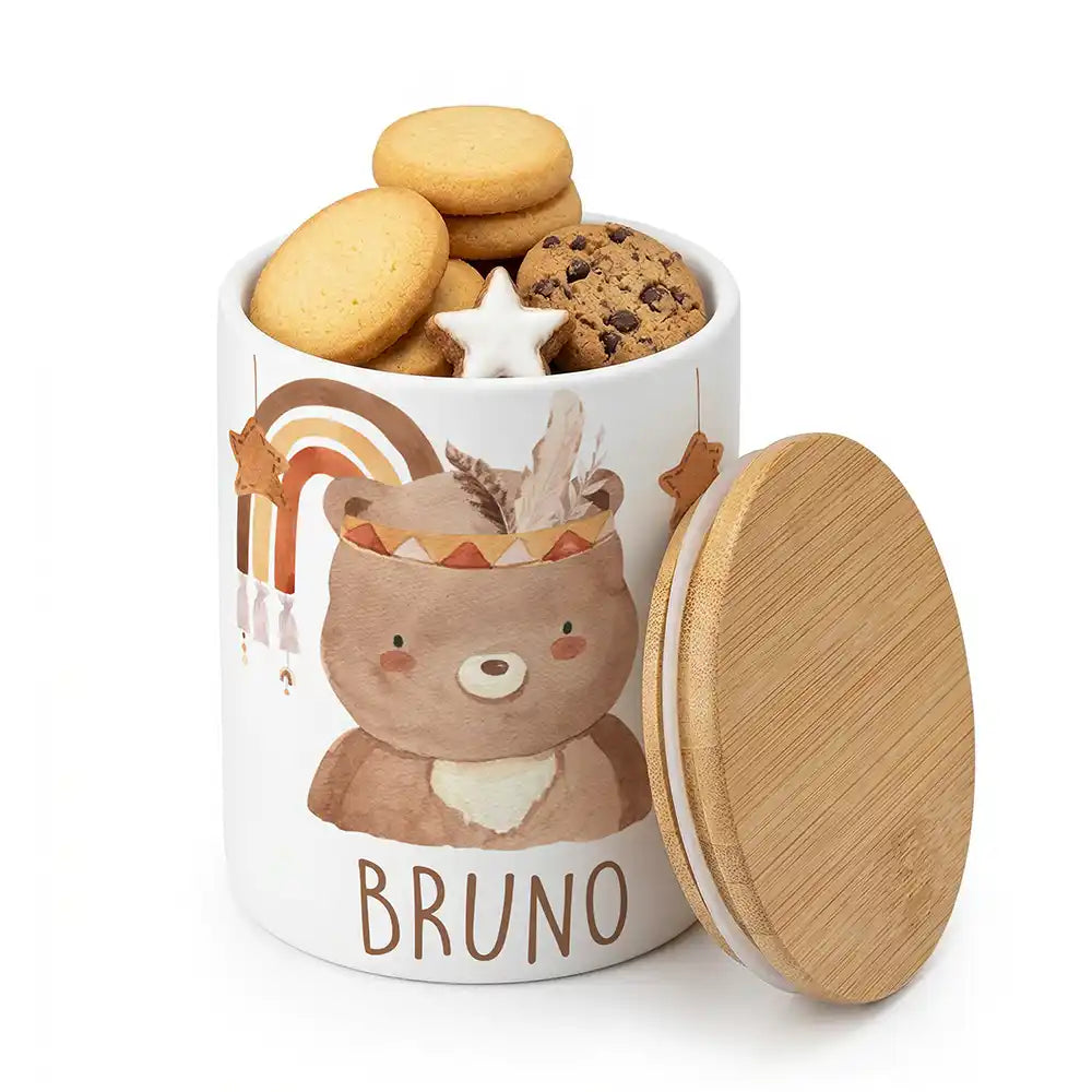 Keksdose, Zahnbürstenhalter, Stiftehalter - Boho-Bär 2-in-1