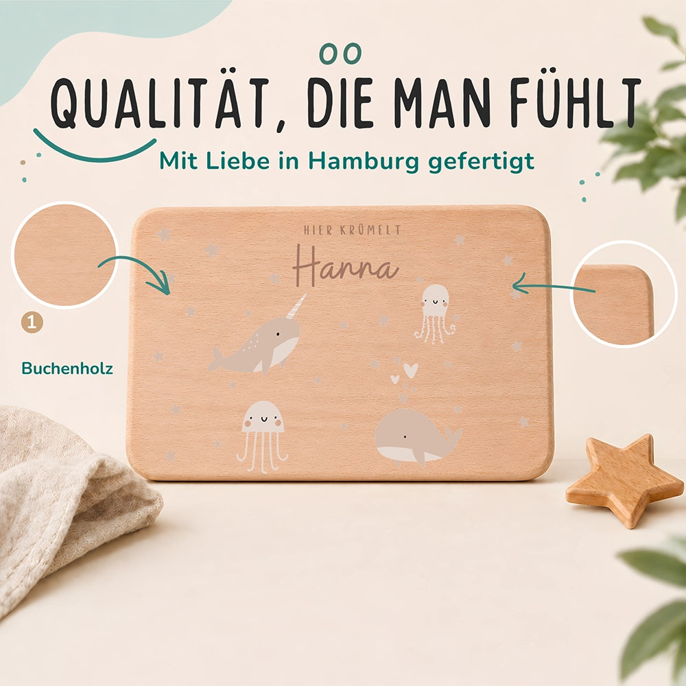 Frühstücksbrettchen Holz personalisiert - Meer