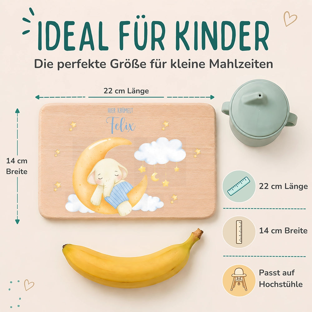 Frühstücksbrettchen Holz personalisiert Süßer Elefant